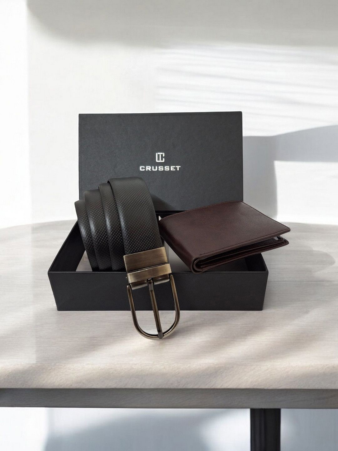 

CRUSSET Men Accessory Gift Set of Wallet and Belt, Black