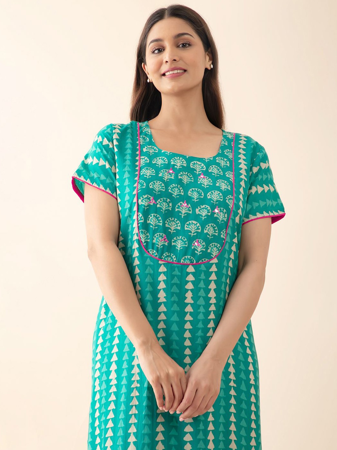 

Maybell Printed Maxi Nightdress, Green