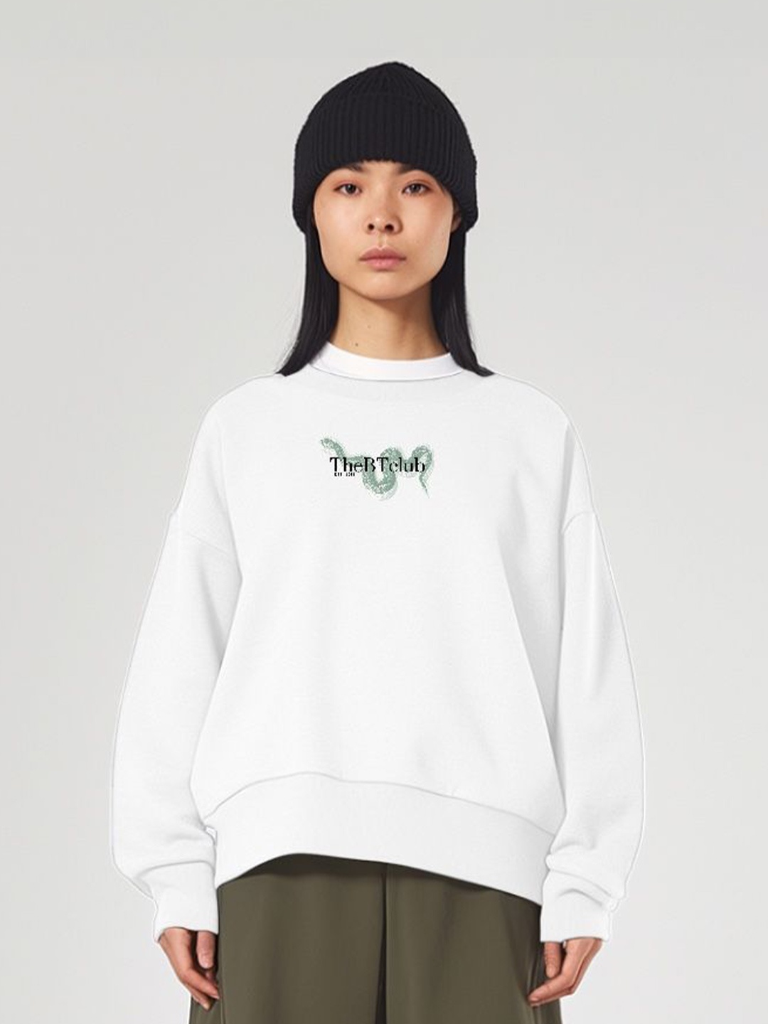 

TheBTclub REPUTATION Women Printed Sweatshirt, White