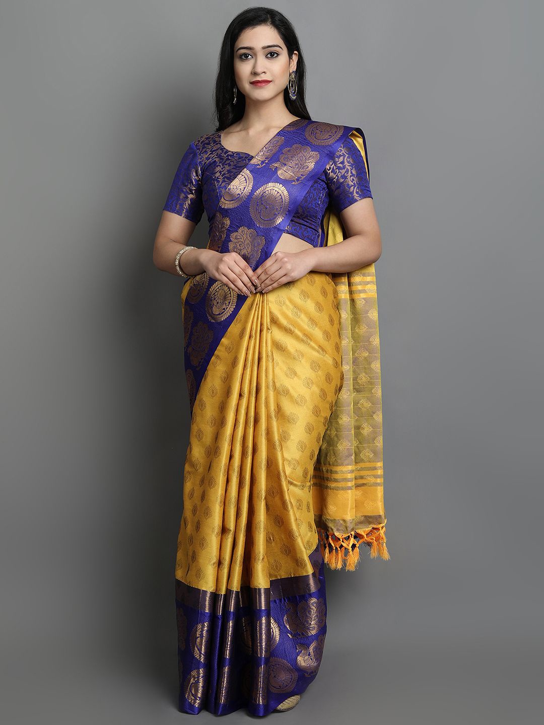 

yourwish Woven Design Zari Saree, Yellow