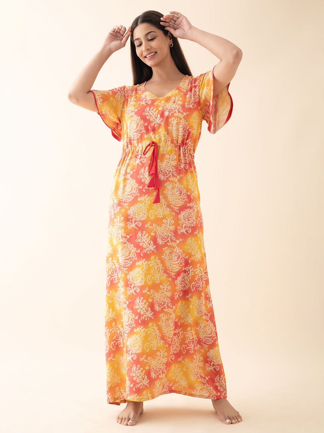 

Maybell Printed Maxi Nightdress, Yellow