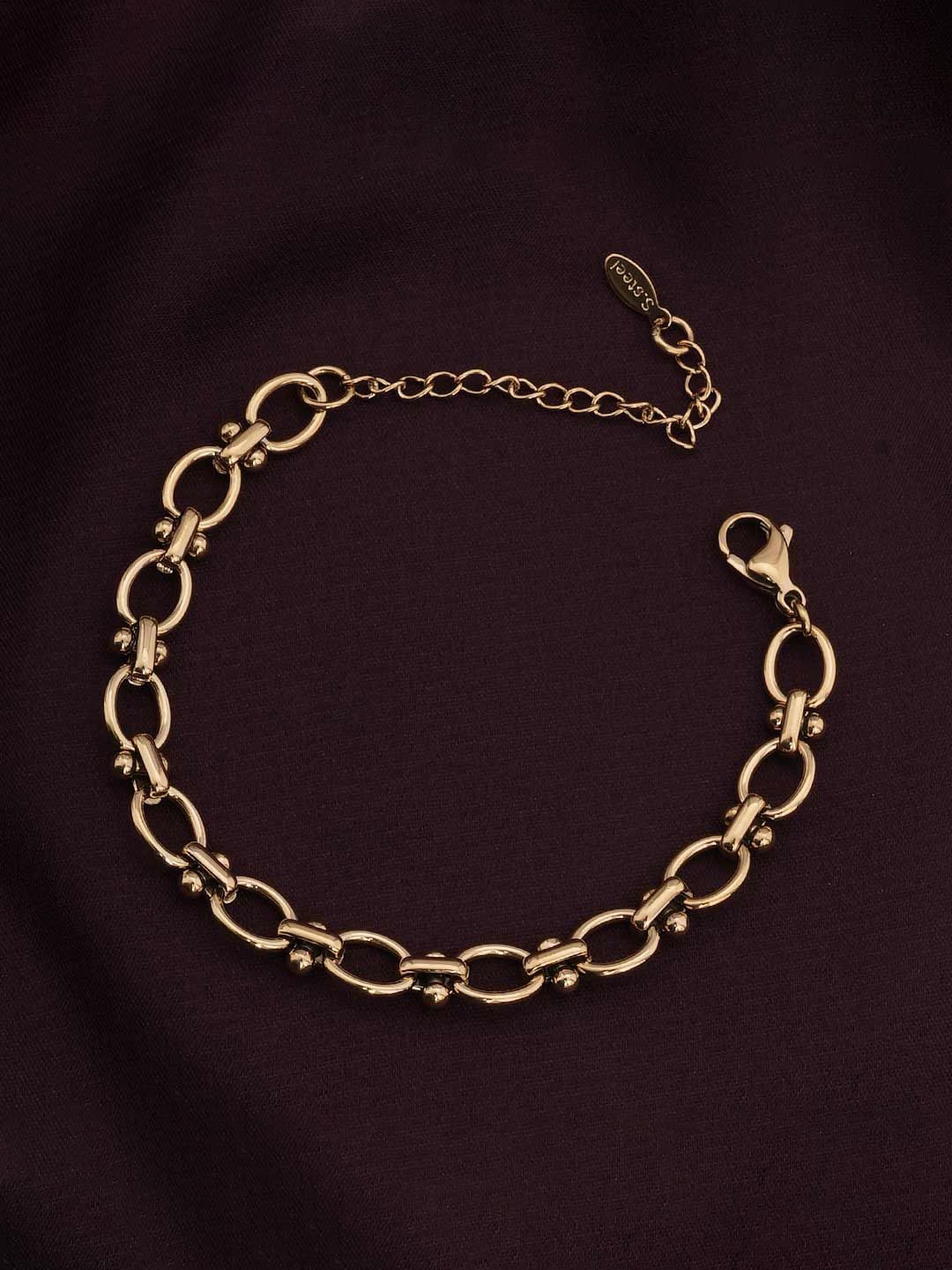 

PALMONAS Women Gold-Plated Waterproof & Anti-Tarnish Interlocking Hoops Chain Bracelet