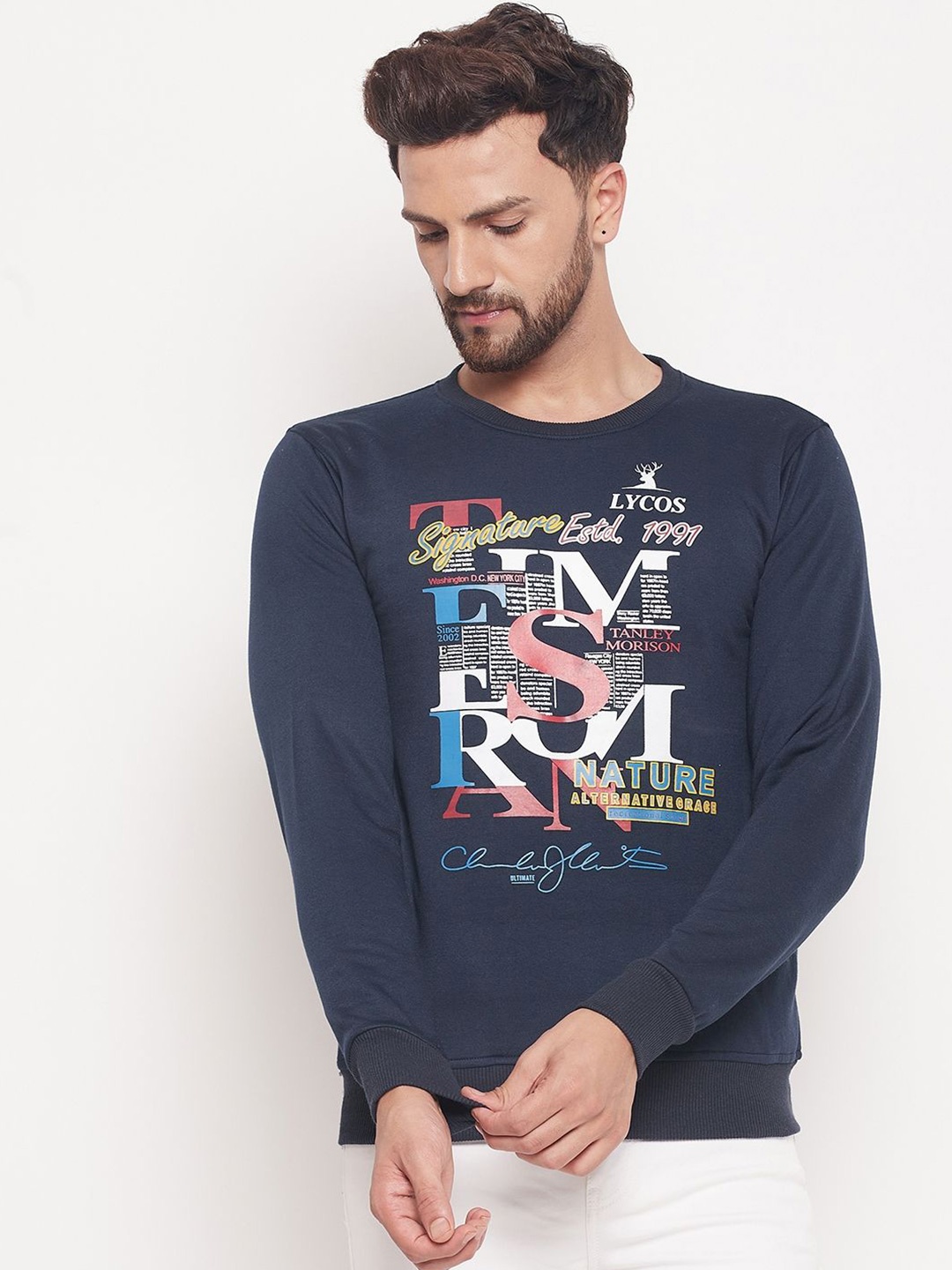 

LYCOS Men Printed Sweatshirt, Navy blue