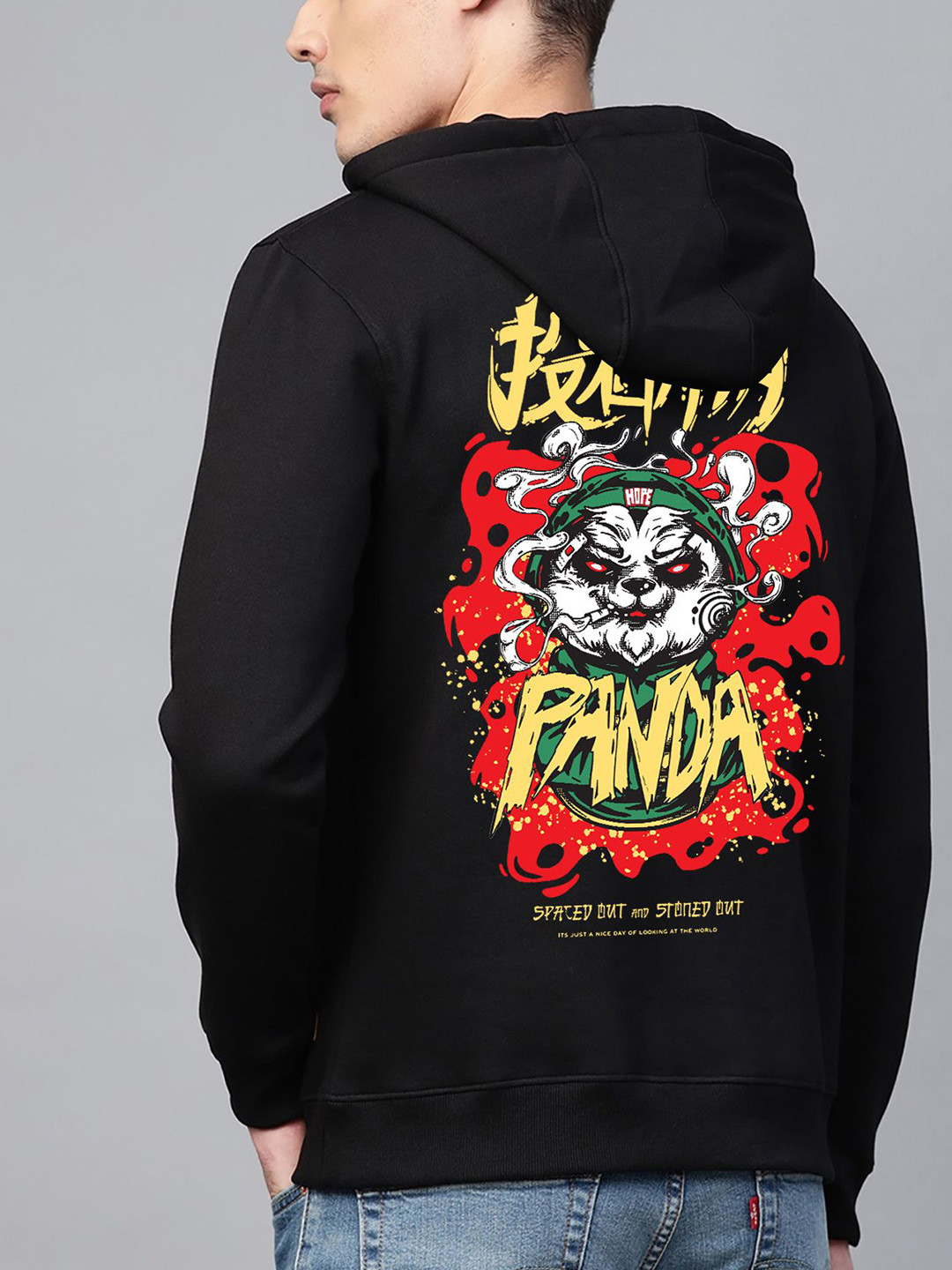 

zentik Men Printed Hooded Sweatshirt, Black