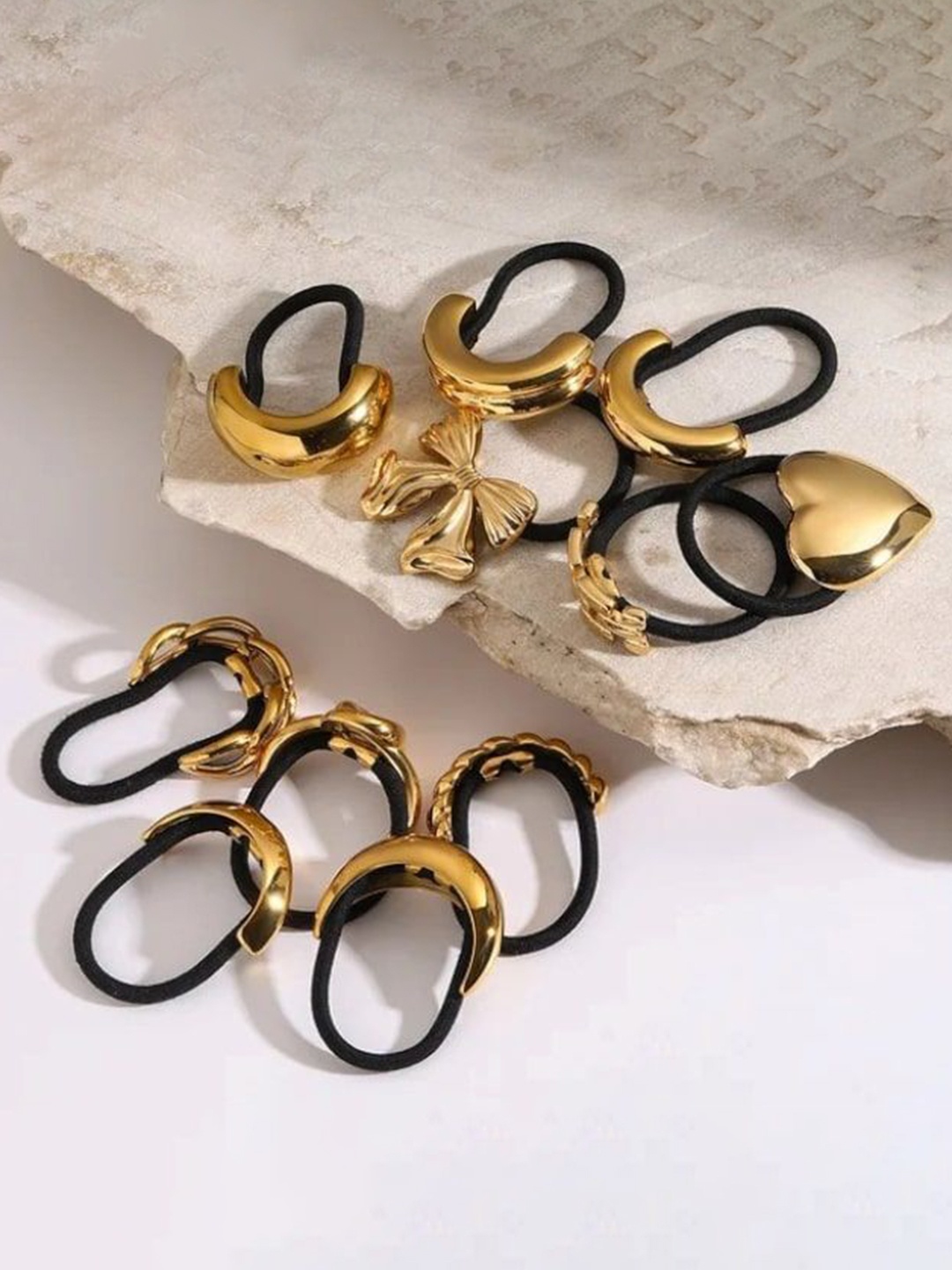 

JEWILLEY Women Set of 2 Ponytail Holders, Gold