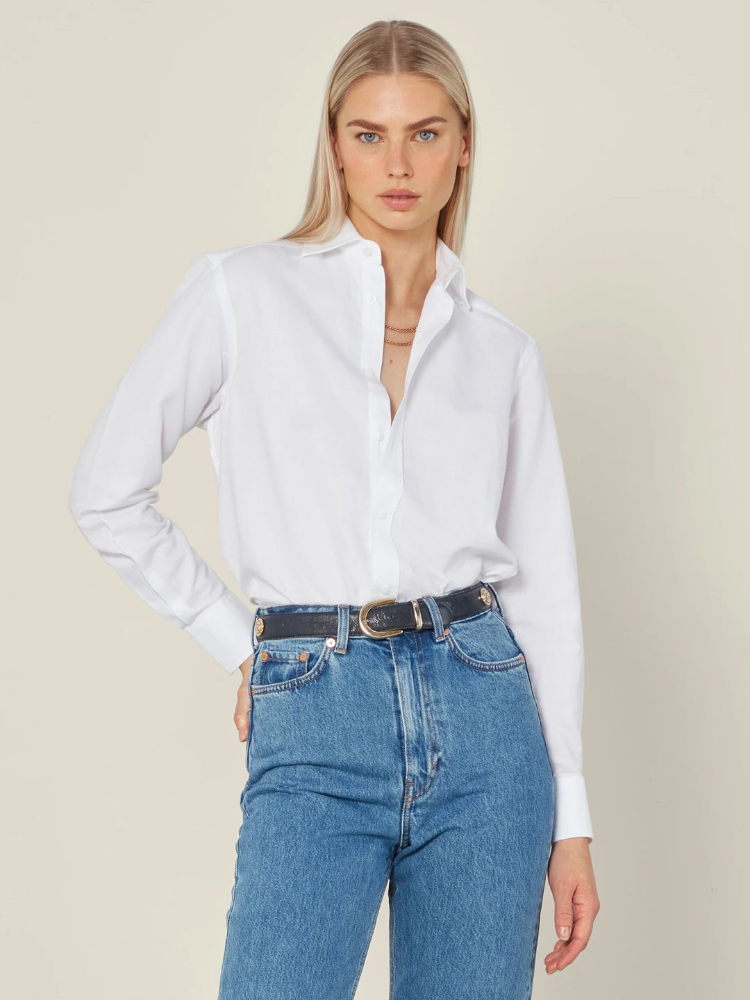 

BAESD Women Oversized Fit Spread Collar Solid Cotton Party Shirt, White