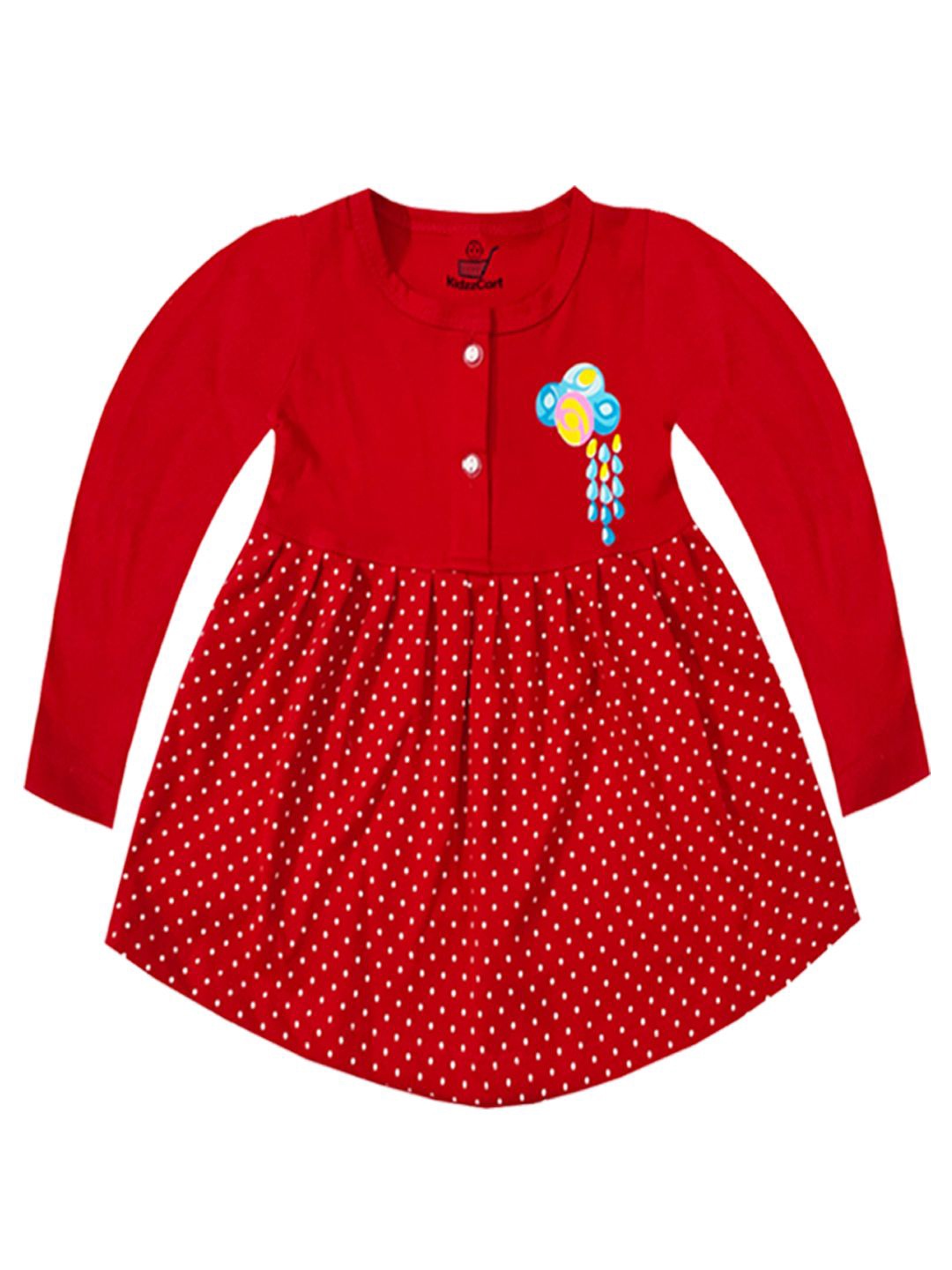 

KidzzCart Floral Print Fit & Flare Dress, Red