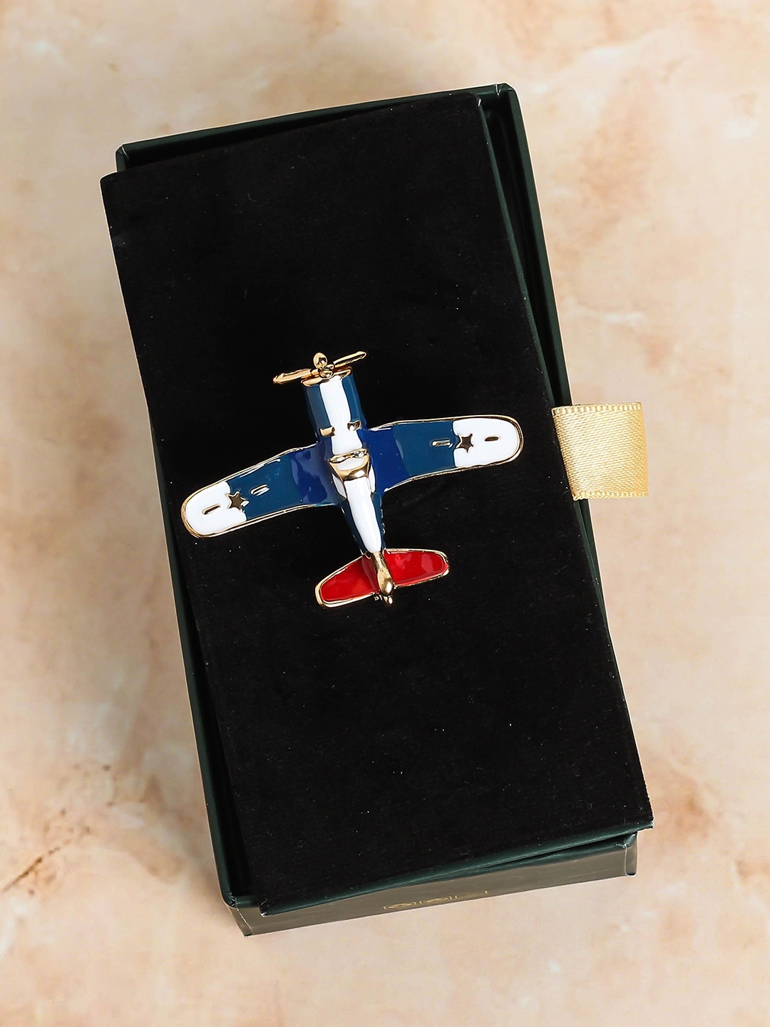 

Tossido Men Airplane Brooch, Blue