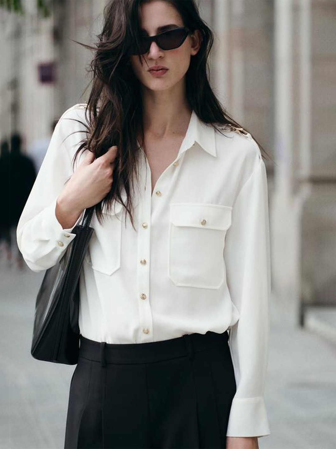 

LULU & SKY Shirt Style Top, White