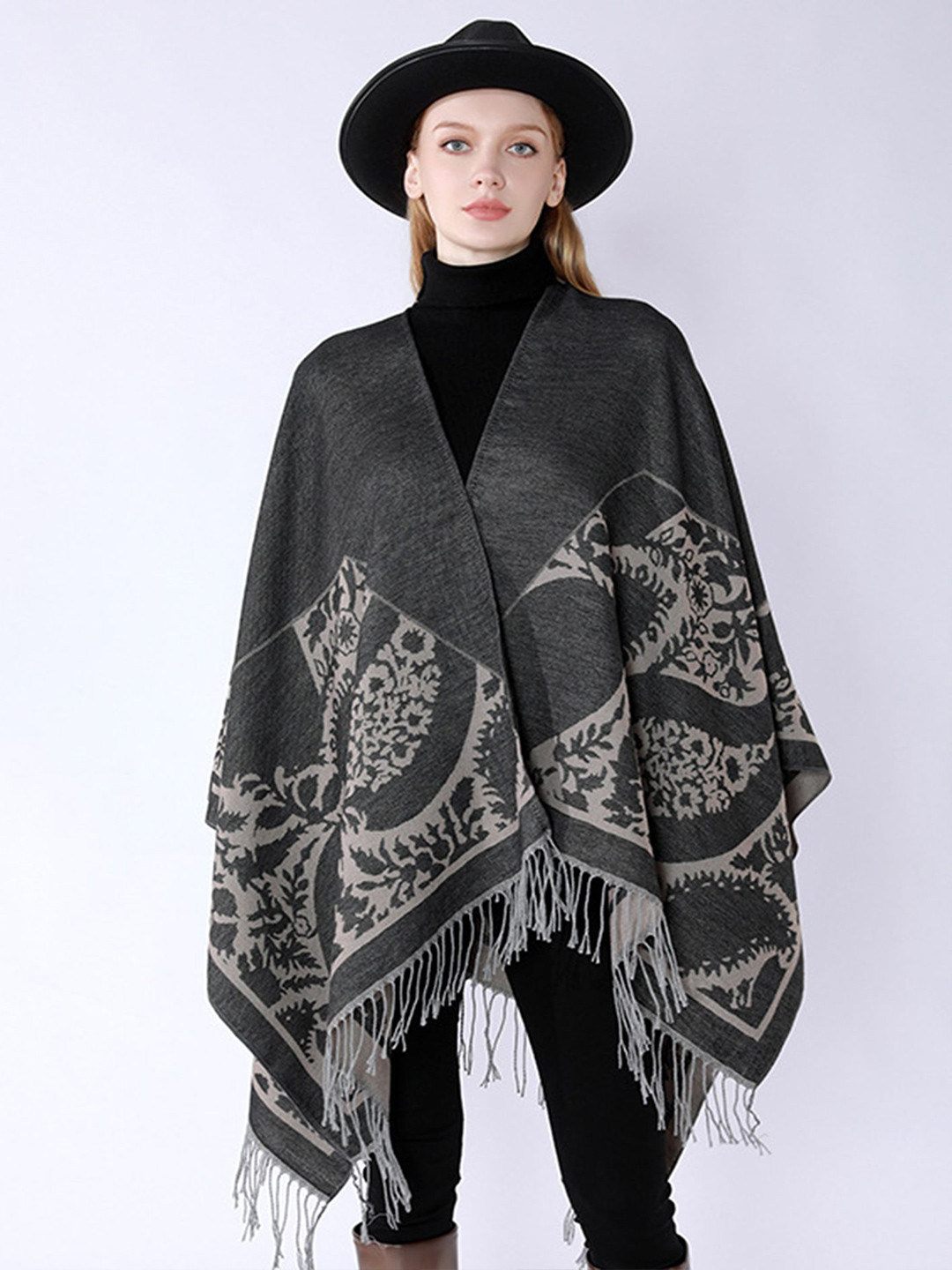 

LULU & SKY Women Printed Shrug, Grey