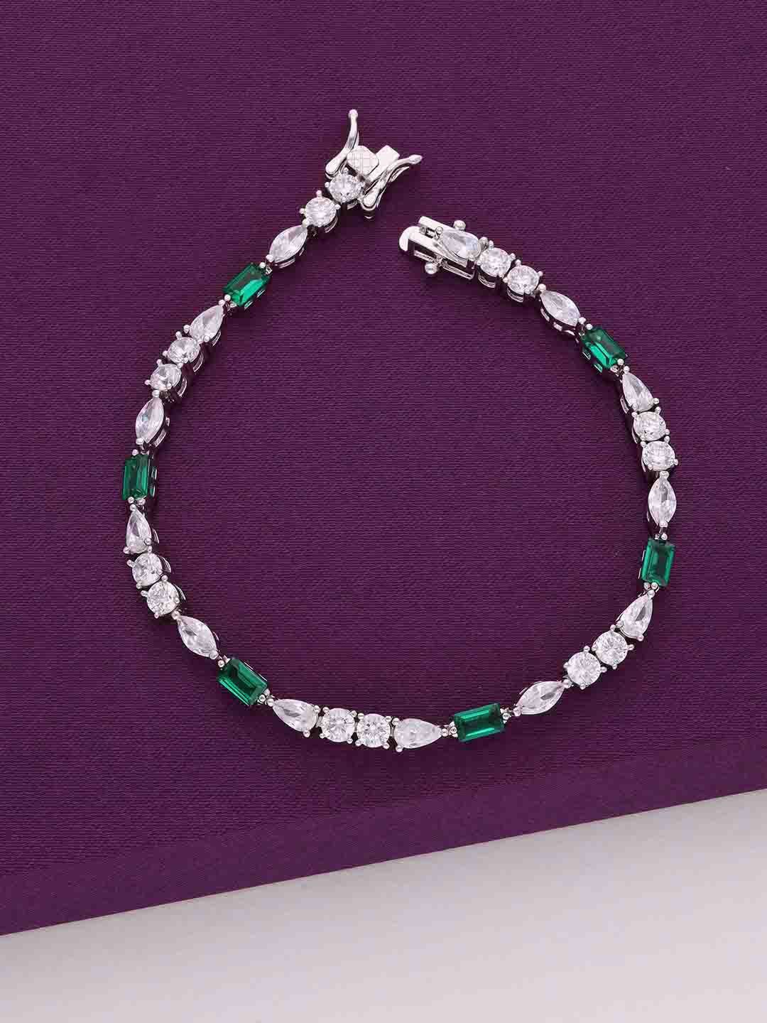 

KAI JEWEL Women 92.5 Sterling Silver CZ-Studded Rhodium-Plated Link Tennis Bracelet