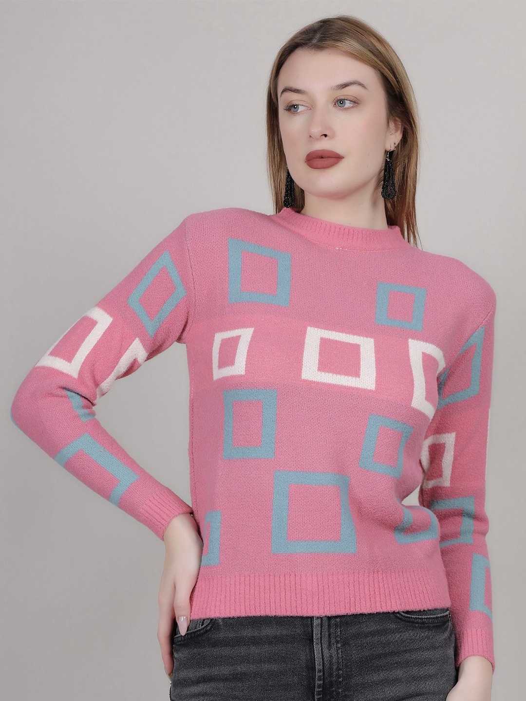 

Thansmay Kleider Women Woollen Crop Cardigan, Pink