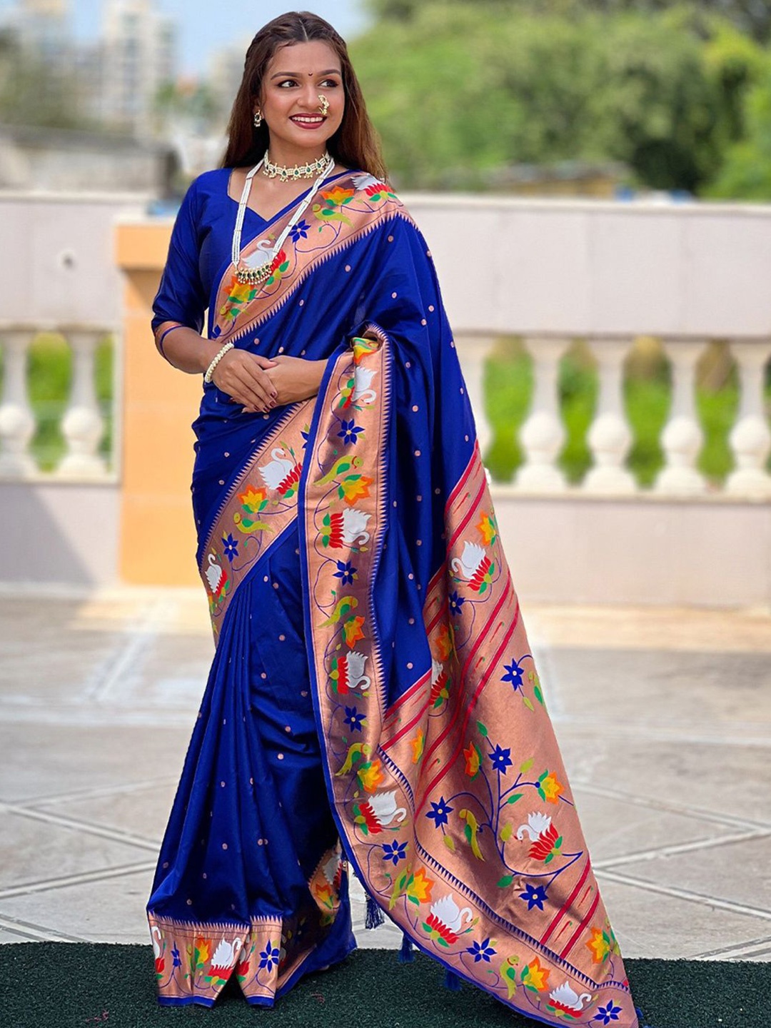 

Mitera Woven Design Zari Paithani Saree, Blue