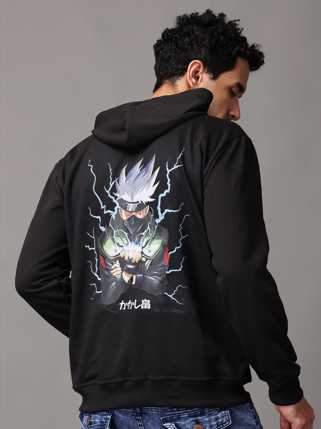 

zentik Men Naruto Printed Hooded Pullover Sweatshirt, Black