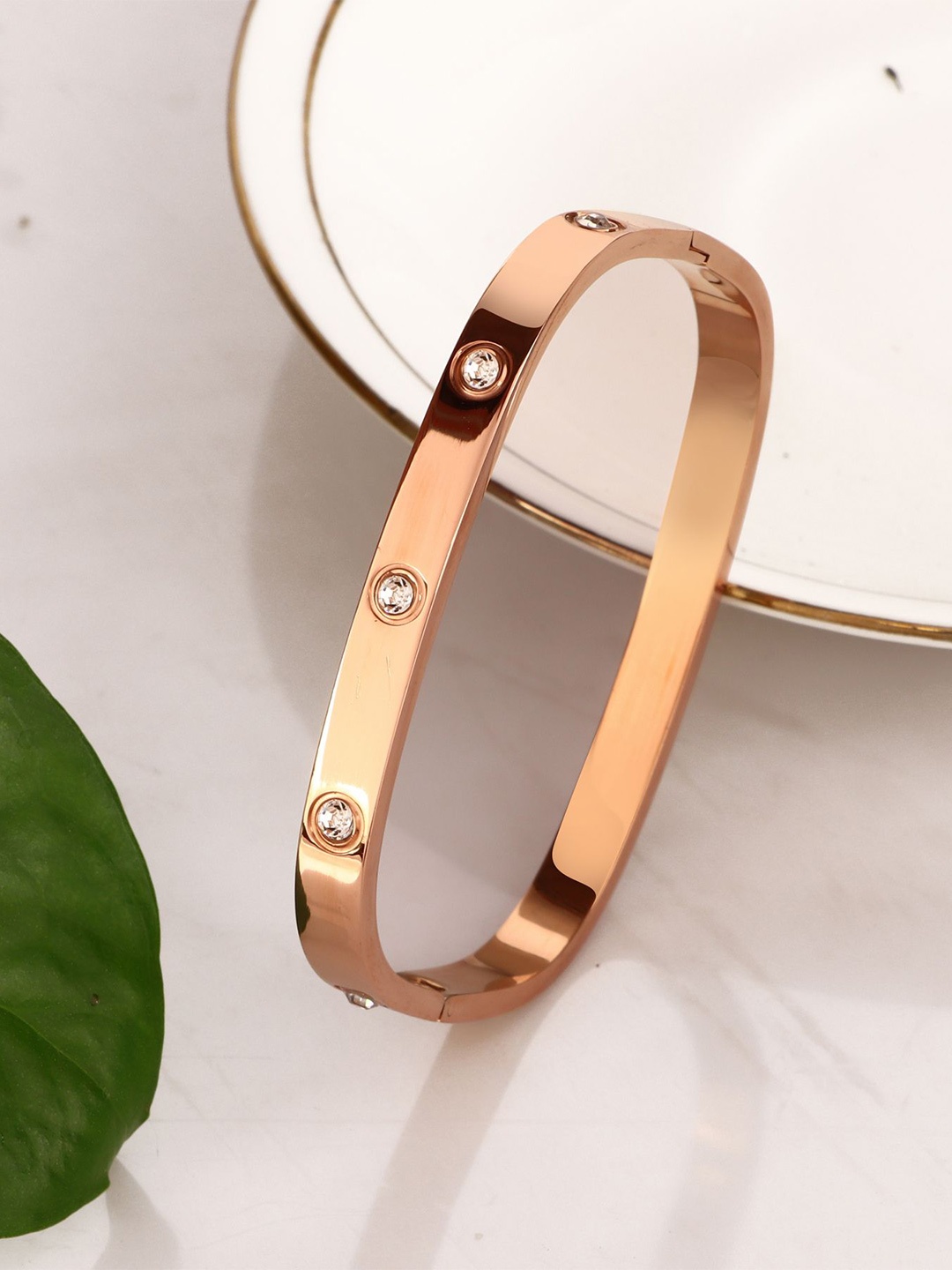 

DressBerry Stone Studded Kada Bracelet, Rose gold