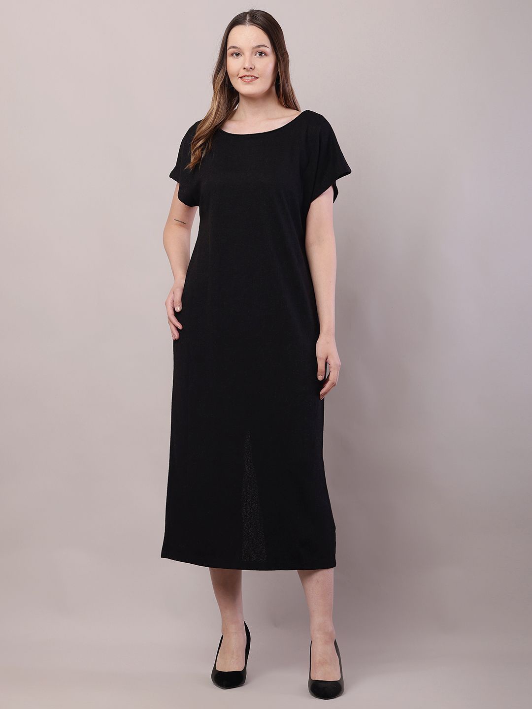 

NoBarr Flared Sleeve A-Line Dress, Black