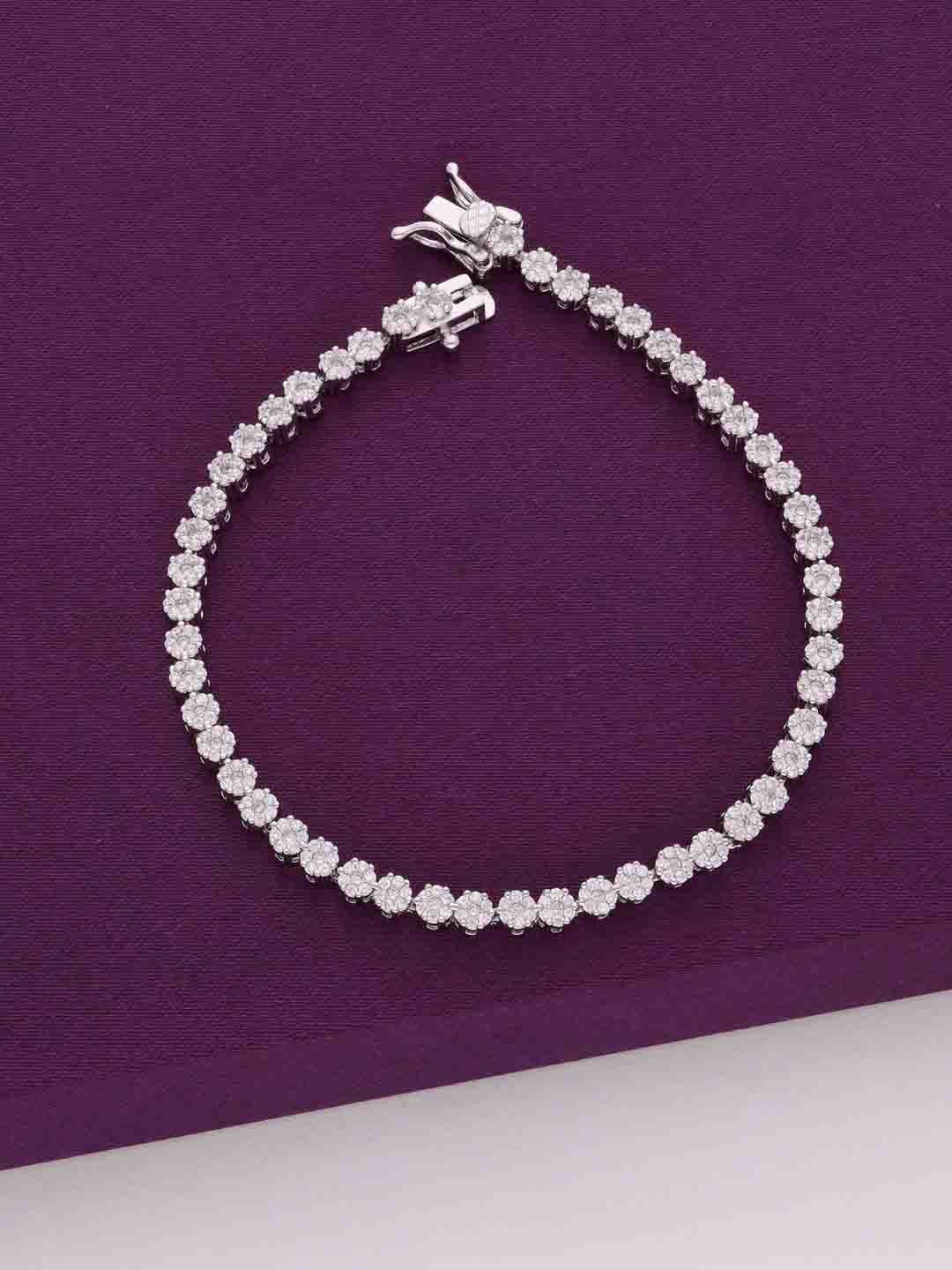 

KAI JEWEL Women 92.5 Silver Classic Circular Cubic Zirconia Rhodium-Plated Link Bracelet