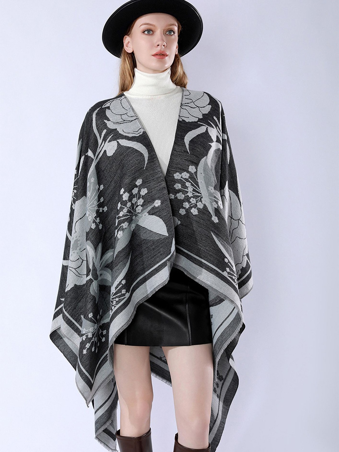 

LULU & SKY Women Printed Shrug, Grey