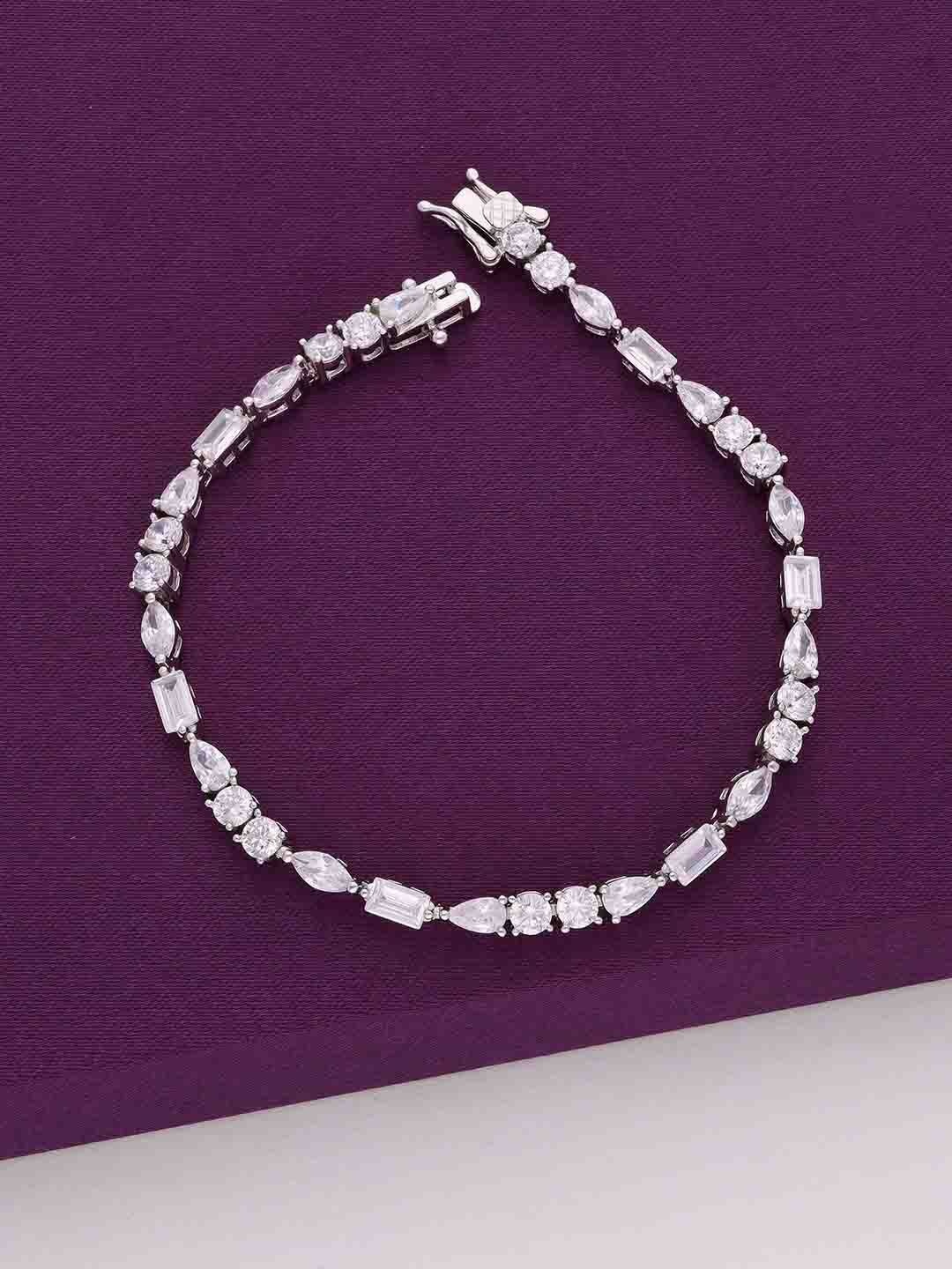 

KAI JEWEL Women 92.5 Sterling Silver CZ & Elegant Crystals Rhodium-Plated Link Bracelet