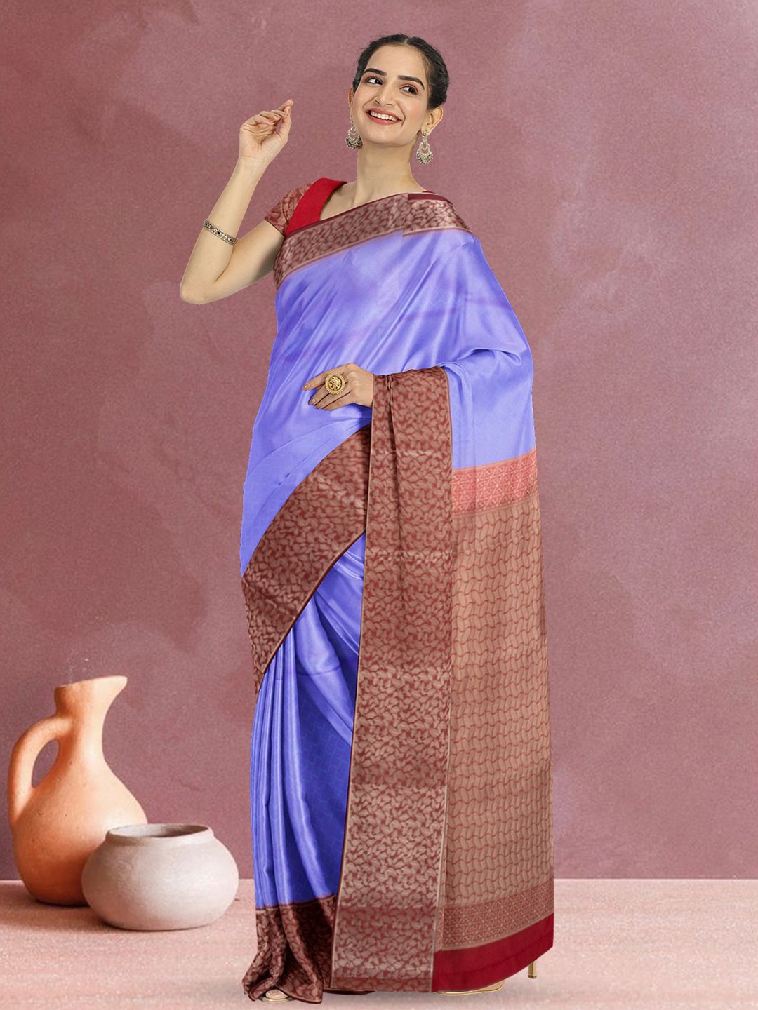 

Avishya Woven Design Zari Silk Blend Kanjeevaram Saree, Purple