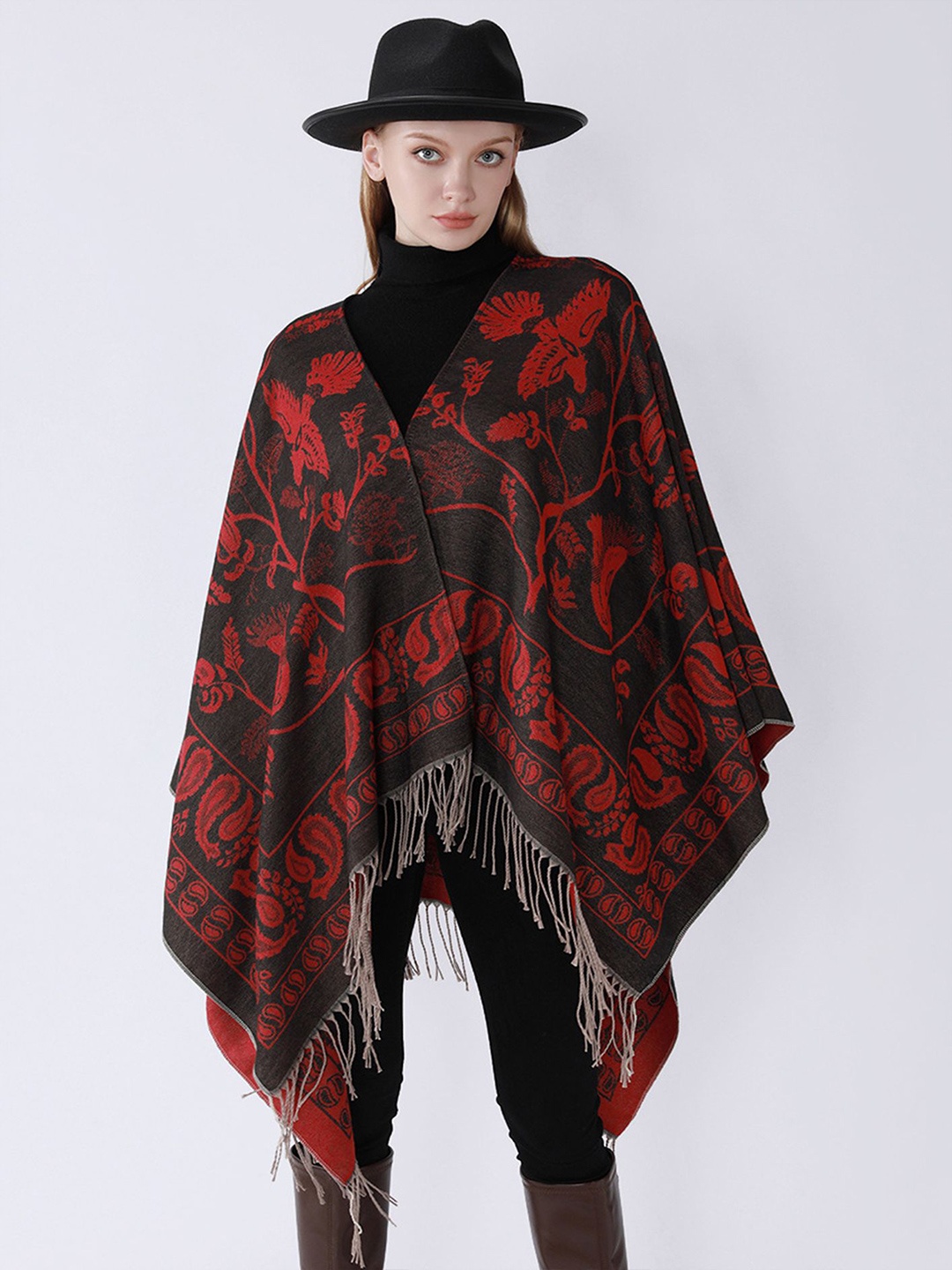 

LULU & SKY Women Tie-Up Shrug, Burgundy