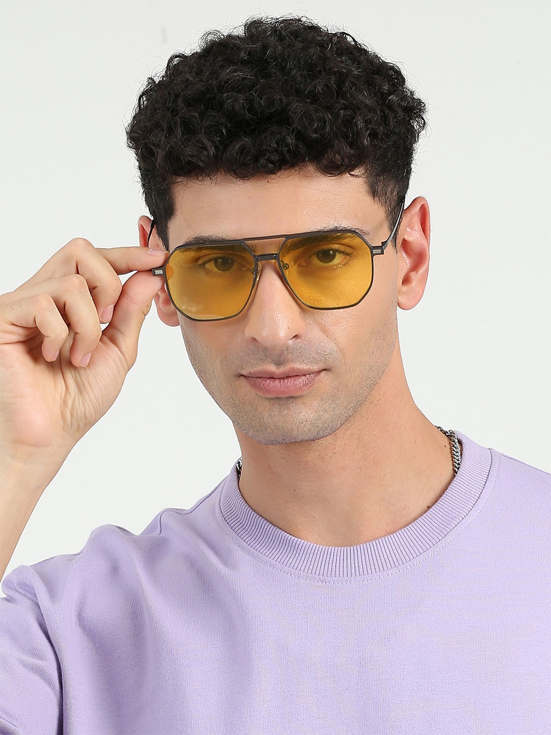 

HASHTAG EYEWEAR Unisex Full Rim Haxagonal Frames With Blue-Cut Lens - 57030, Grey