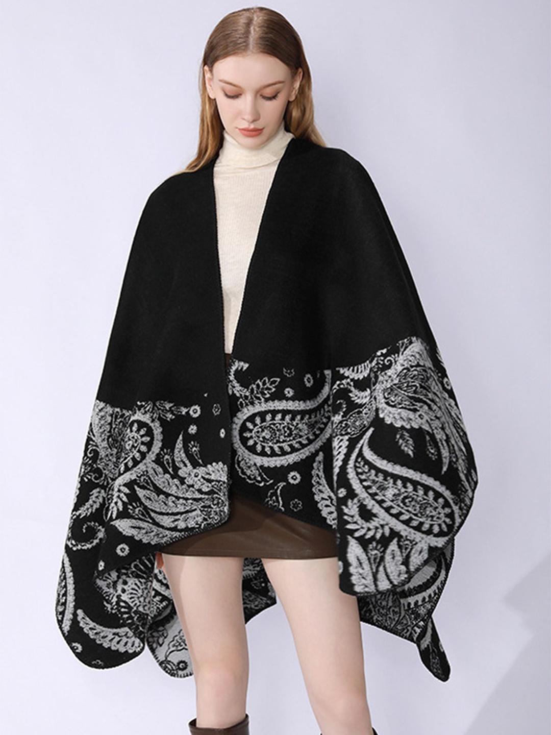 

LULU & SKY Women Ethnic Shrug, Black