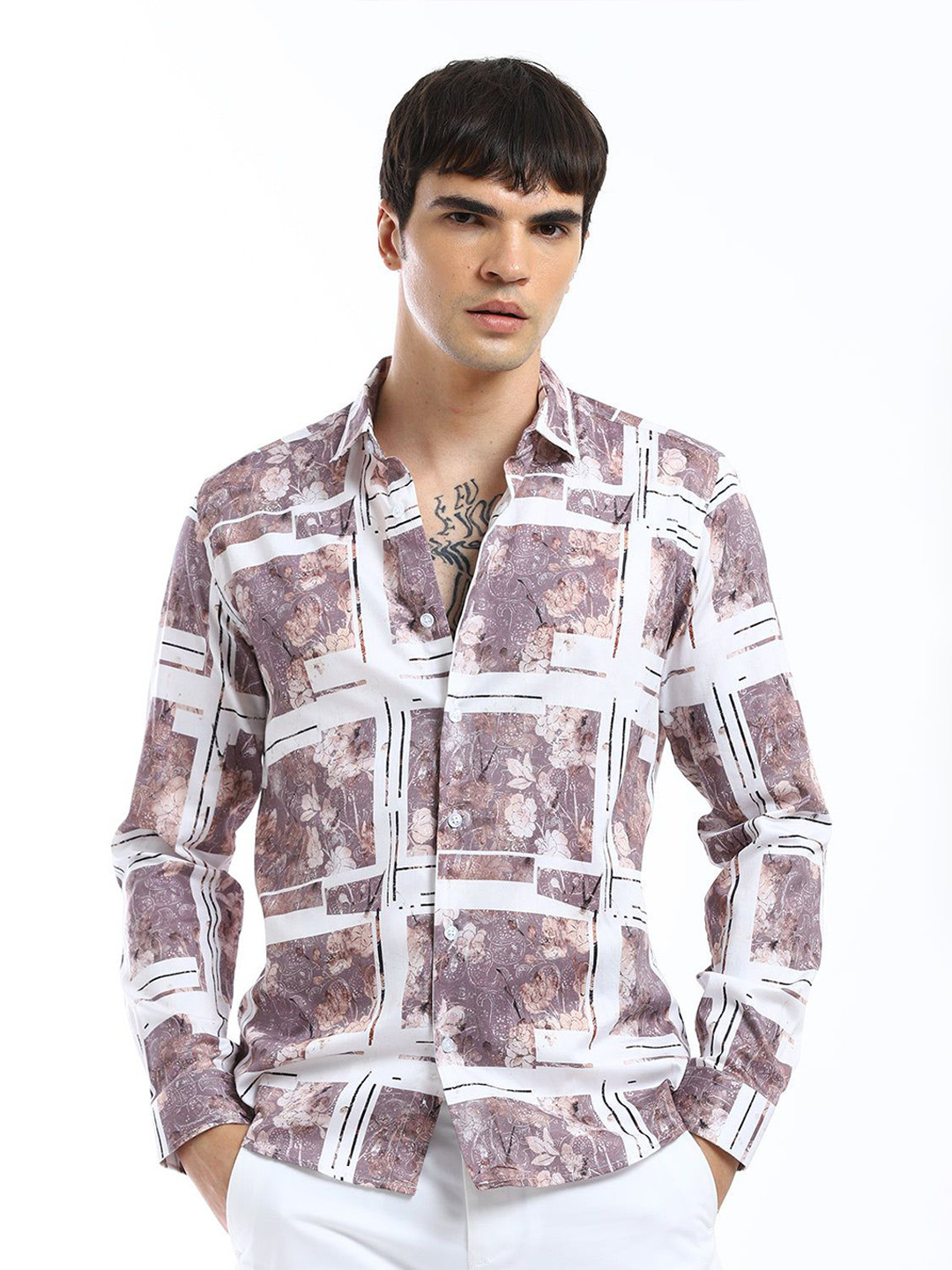 

Banana Club Men Relaxed Slim Fit Opaque Printed Casual Shirt, Black