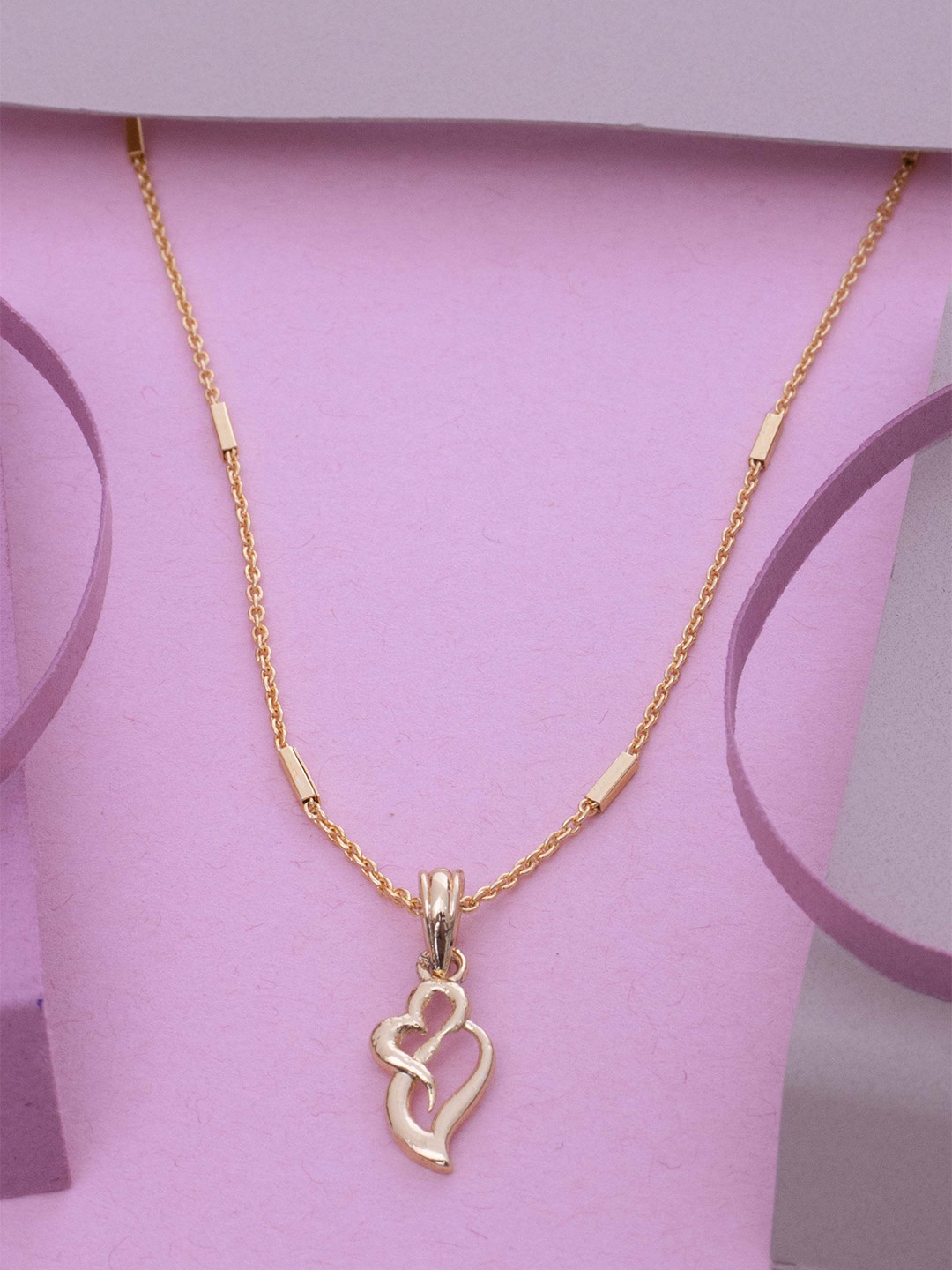 

Ramdev Art Fashion Jwellery Gold-Plated Heart-Shaped Pendant With Chain