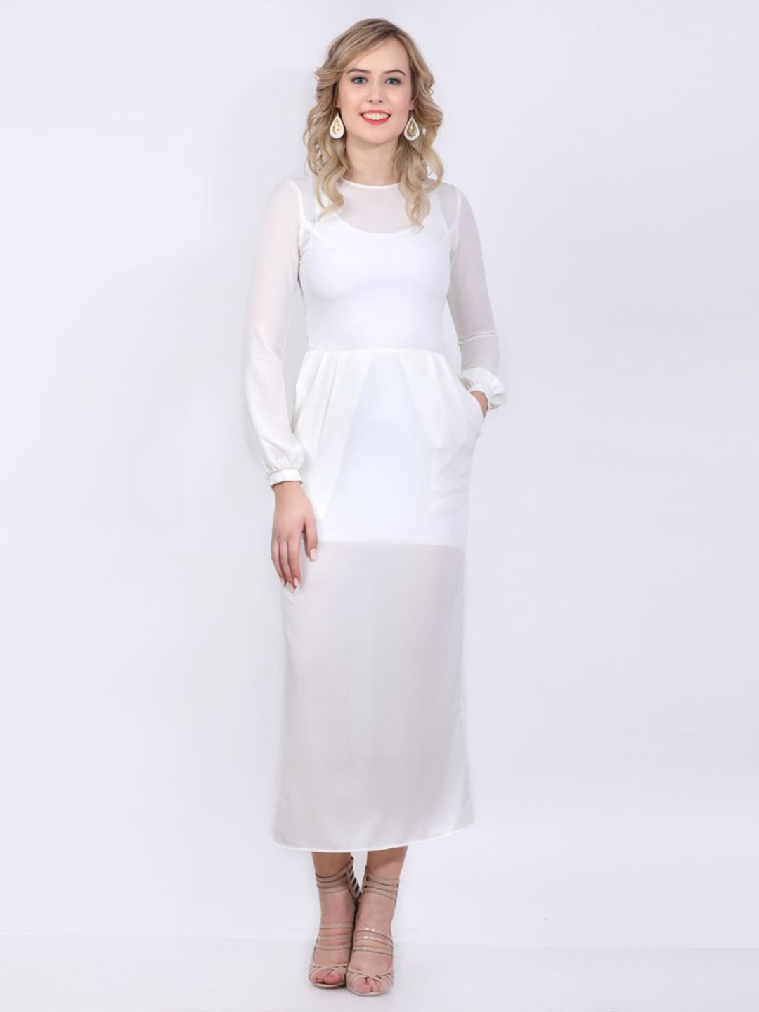 

DELIS Georgette A-Line Maxi Dress, White