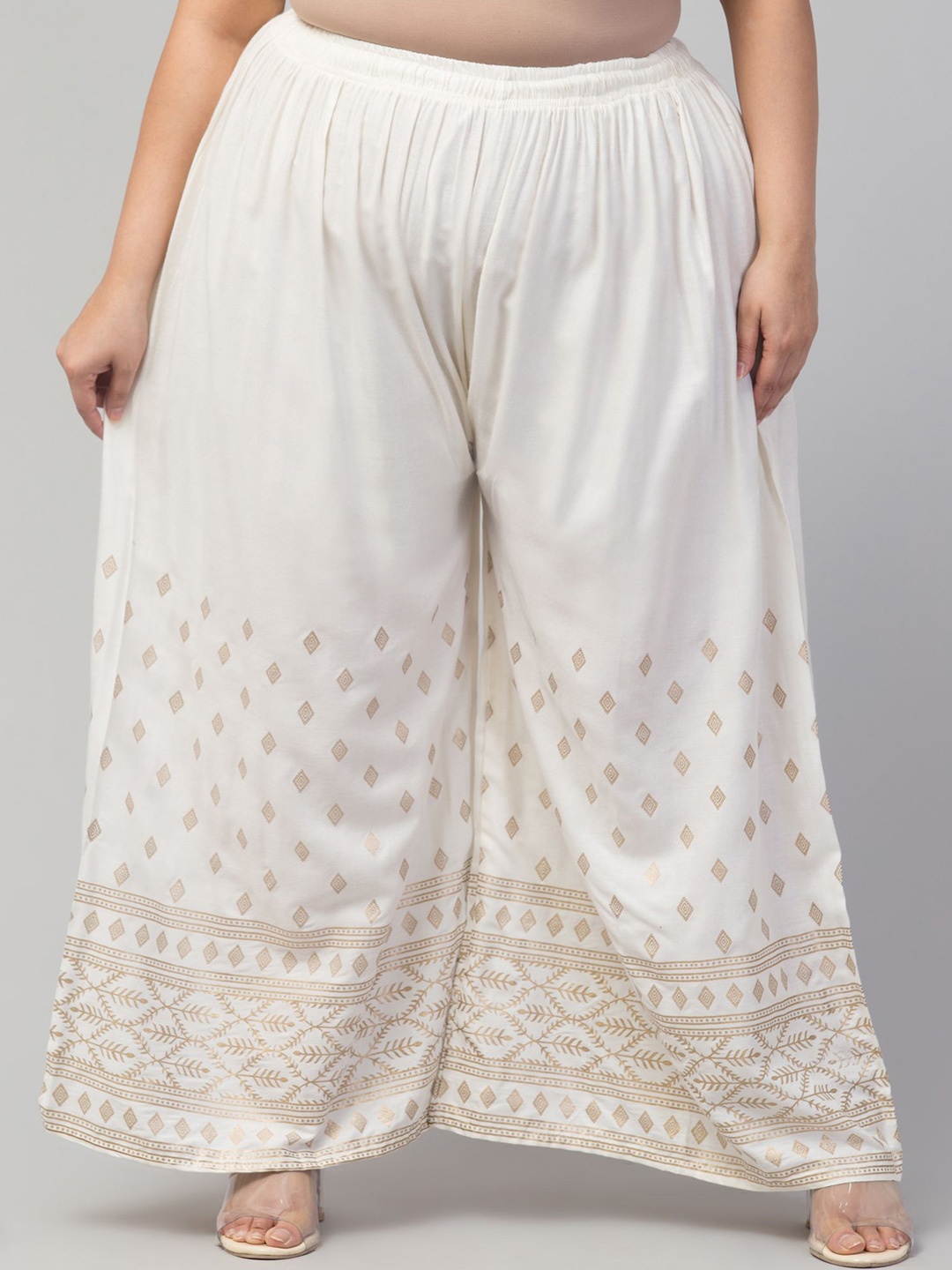 

STYLE PREZONE Women Ethnic Motifs Printed Ethnic Palazzos, Off white