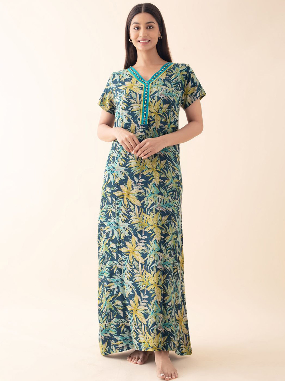 

Maybell Printed Maxi Nightdress, Blue