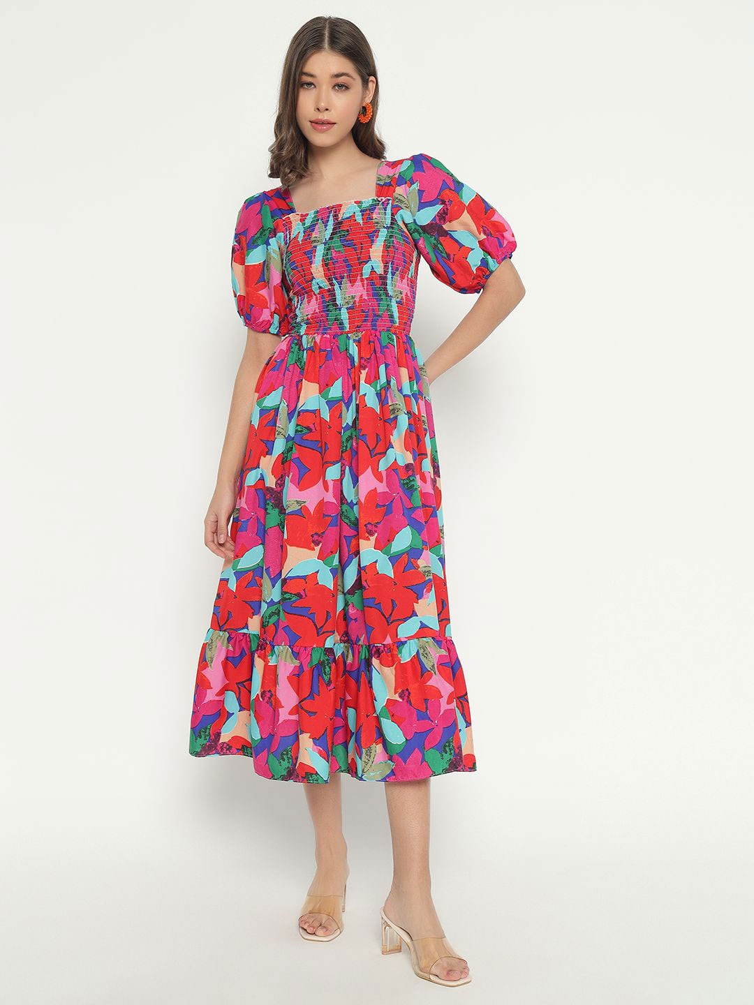

Raiyani Enterprise Print Crepe Fit & Flare Midi Dress, Multi