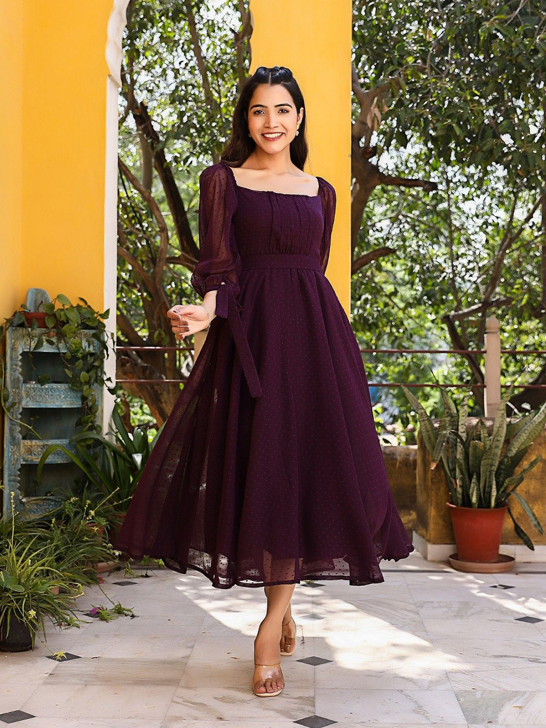 

Miava Joylina Georgette Fit & Flare Midi Dress, Maroon
