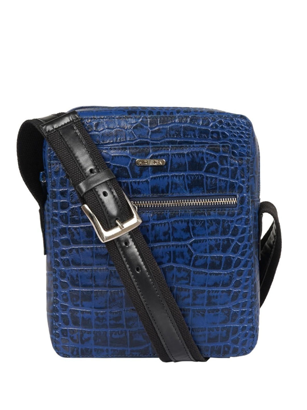 

Hidesign Men Textured Leather Messenger Bag, Blue