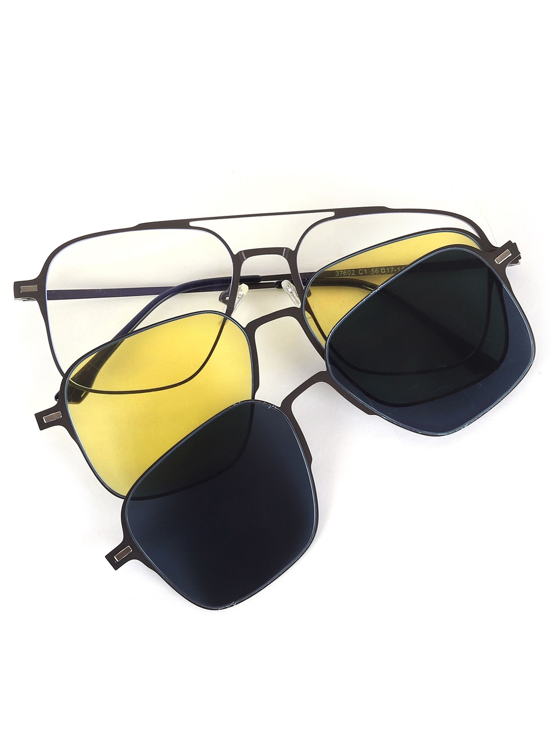 

HASHTAG EYEWEAR Women Full Rim Square Clip on Frames with Blue-Cut Lens - 37602, Grey