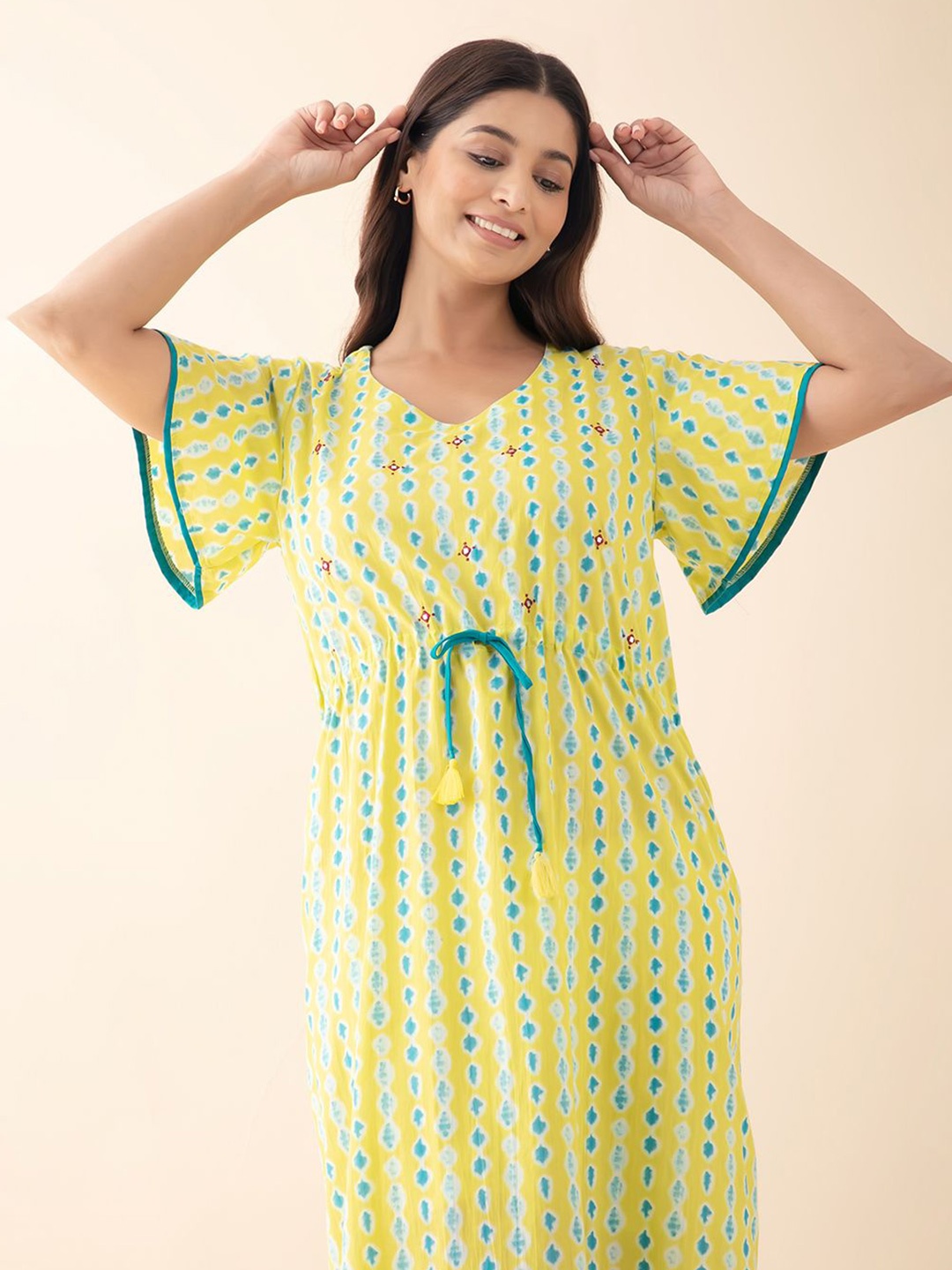 

Maybell Printed Maxi Nightdress, Yellow