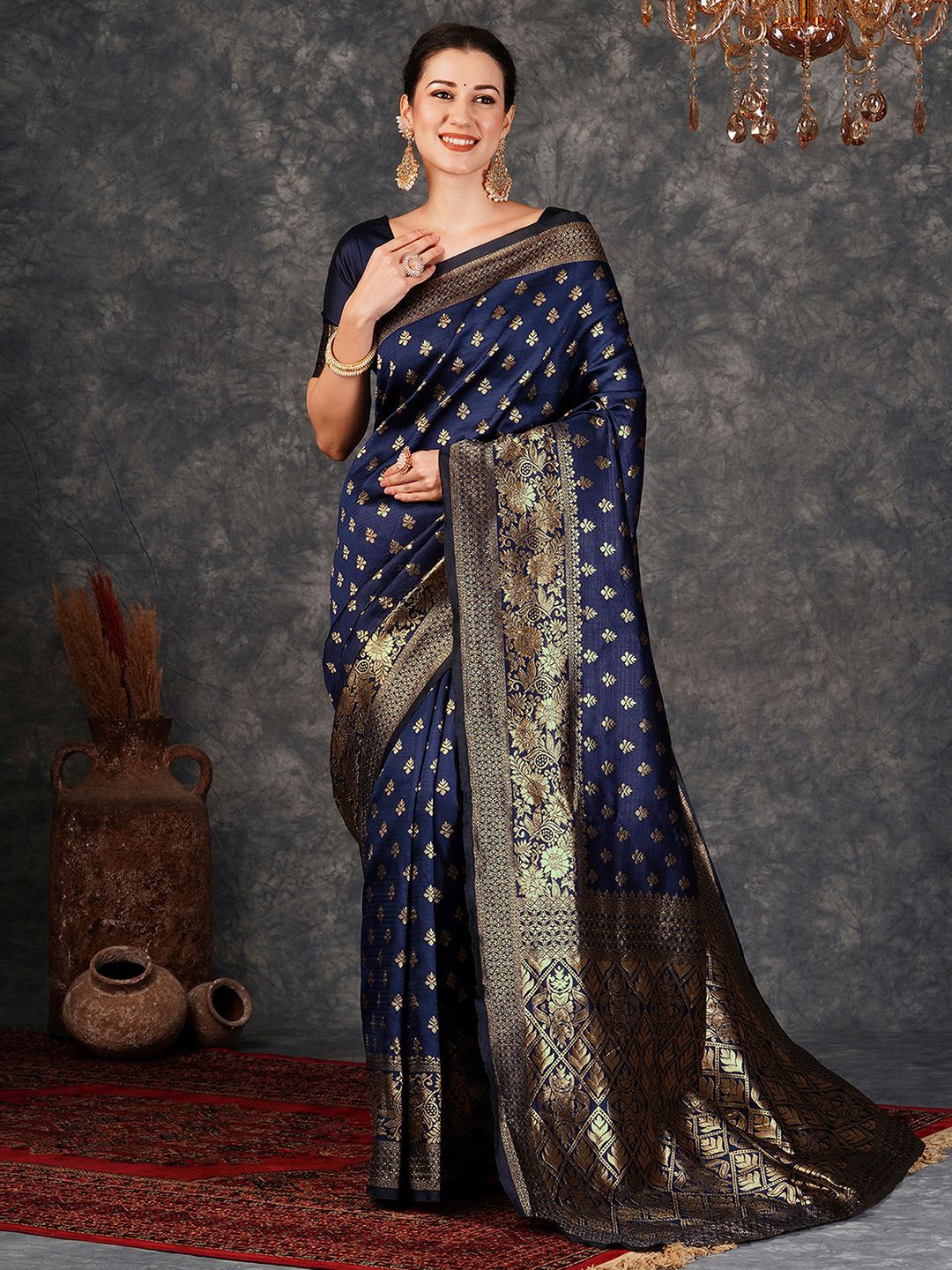 

KALINI Woven Design Zari Banarasi Saree, Blue