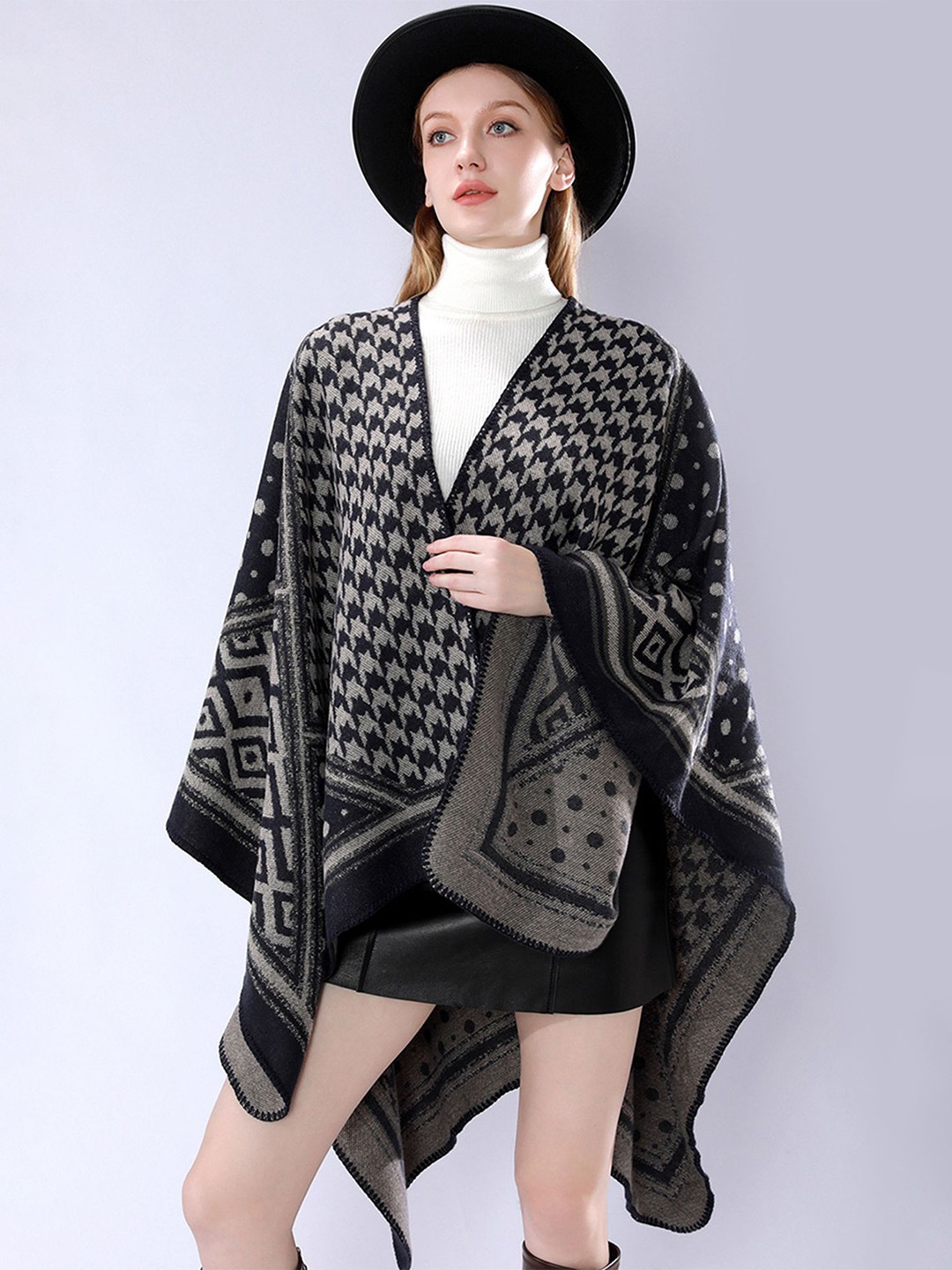 

LULU & SKY Women Printed Shrug, Grey
