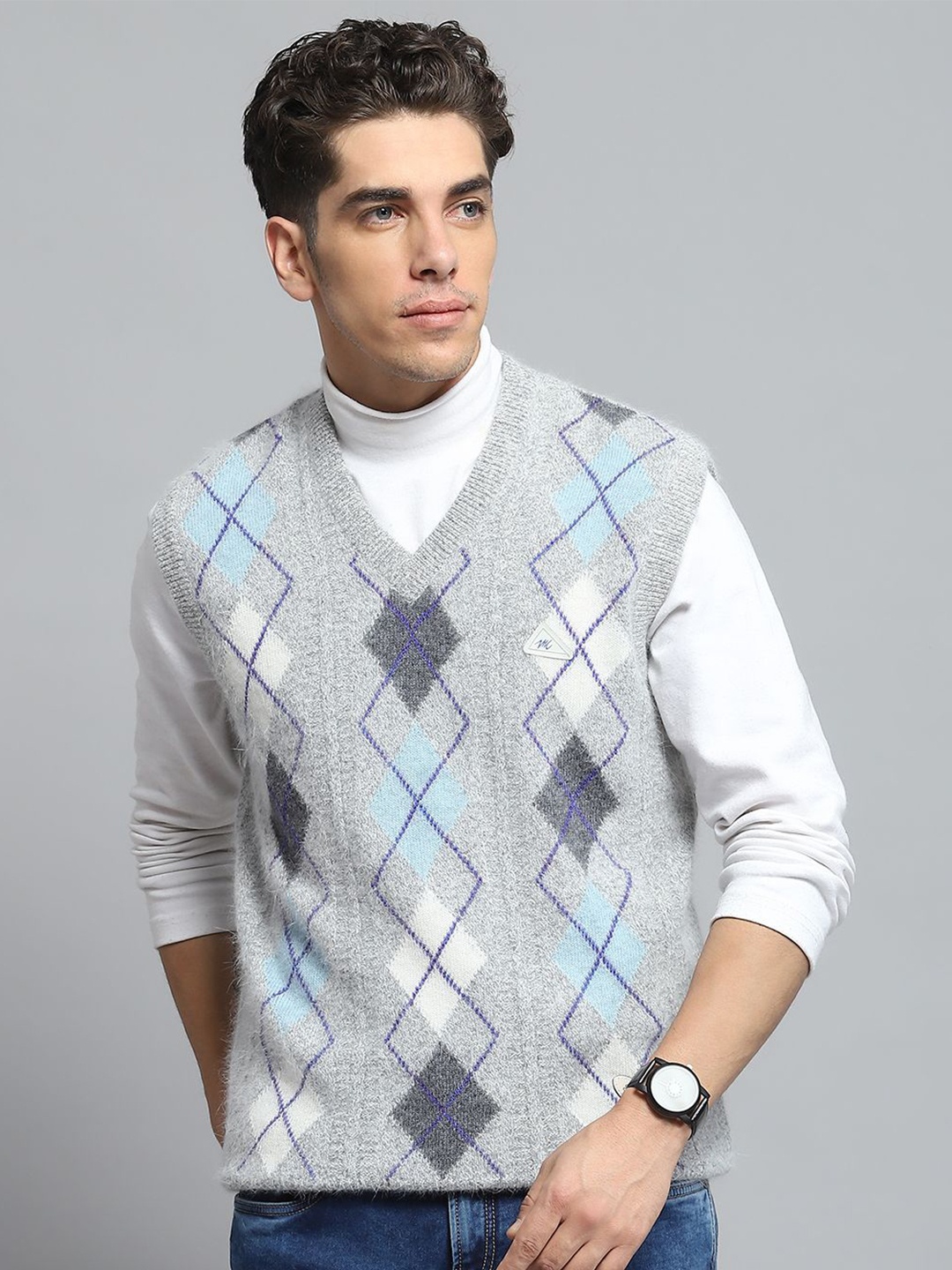 

Monte Carlo Men Woollen Sweater Vest, Grey