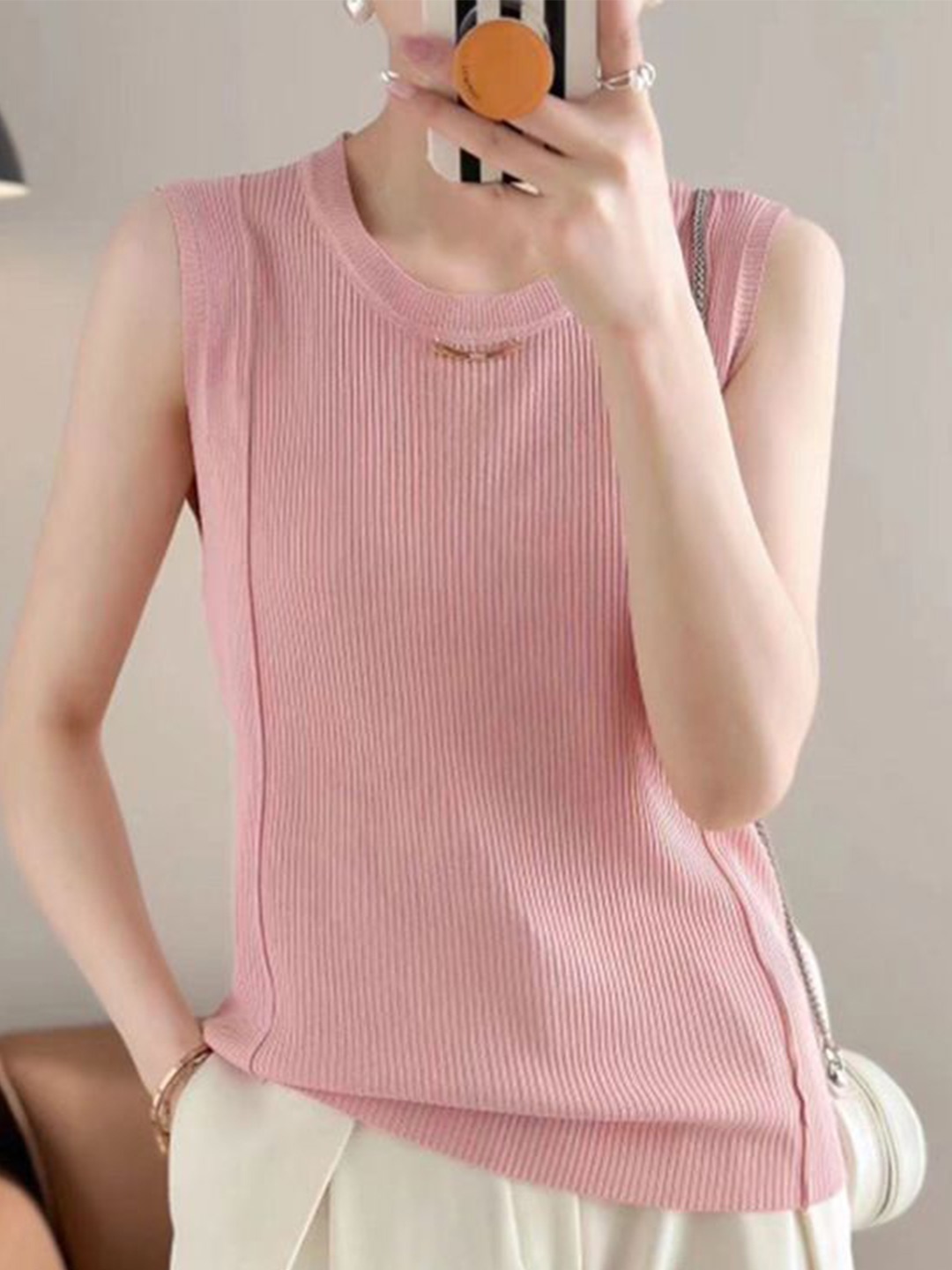 

StyleCast Women Round Neck Cotton Tank Top, Pink