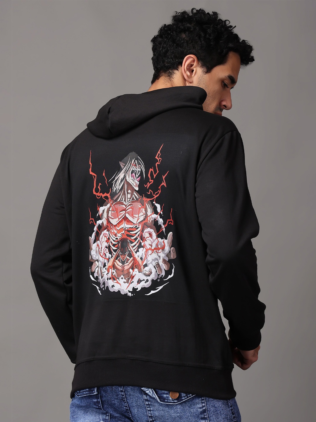 

zentik Men Printed Hooded Sweatshirt, Black