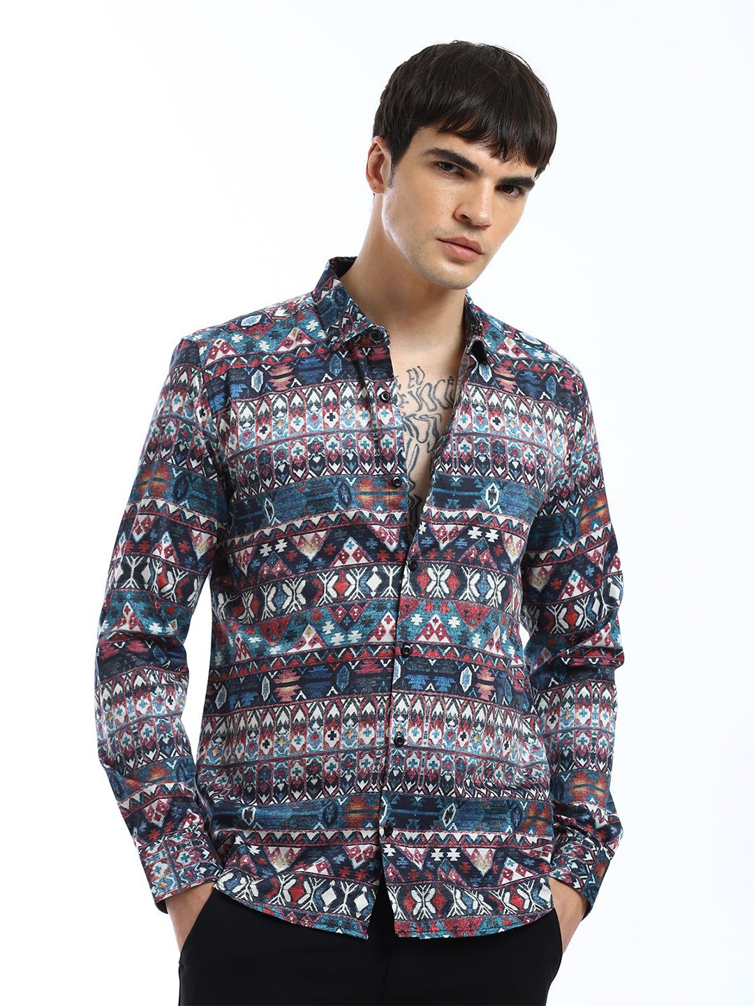 

Banana Club Men Relaxed Slim Fit Opaque Printed Casual Shirt, Multi