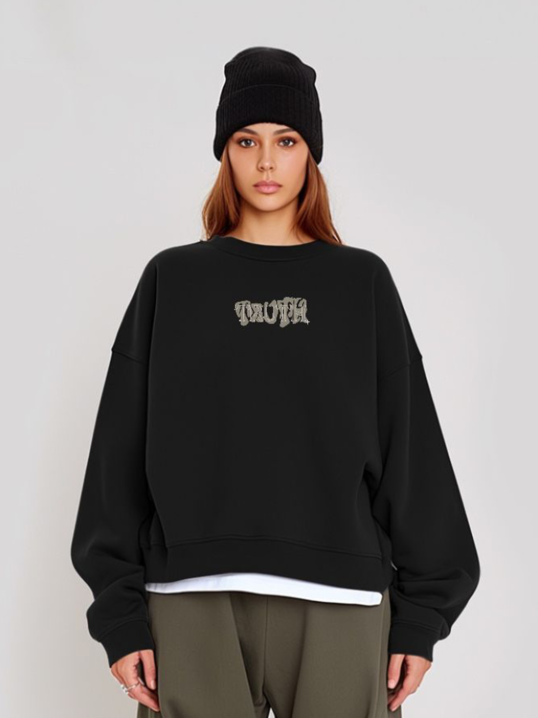 

TheBTclub Unisex Truth Printed Sweatshirt, Black