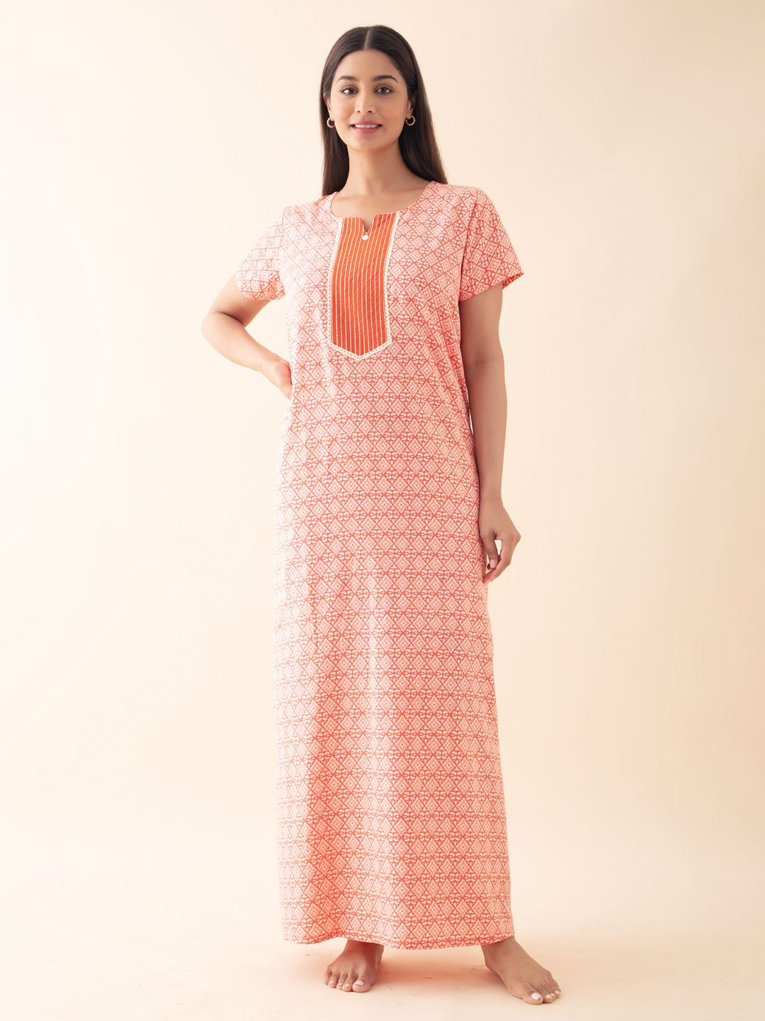 

Maybell Printed Maxi Nightdress, Orange