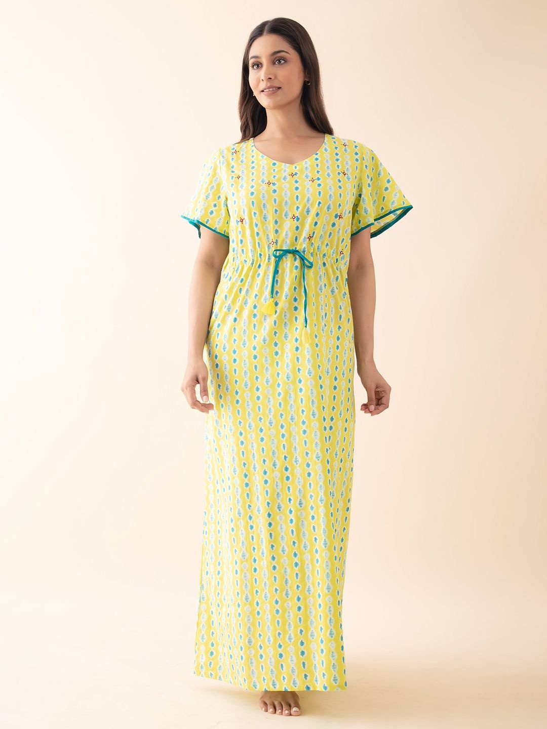 

Maybell Printed Maxi Nightdress, Yellow