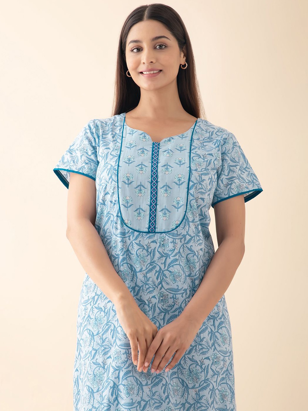 

Maybell Printed Maxi Nightdress, Blue