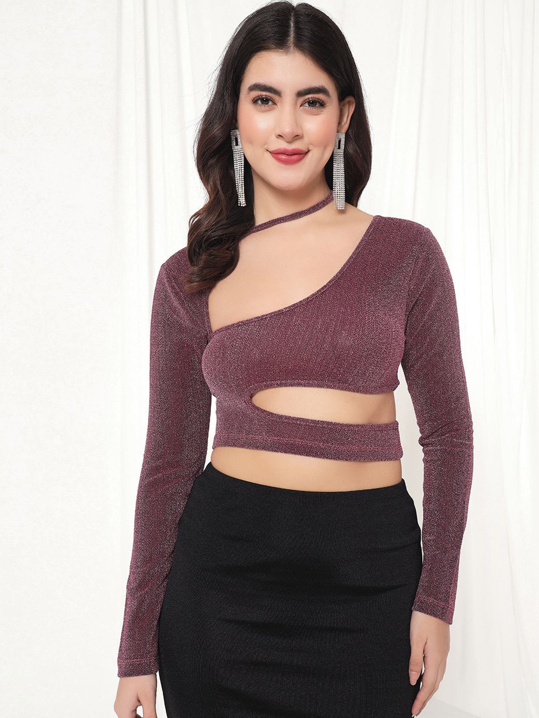 

TANDUL PU Coated Crop Top, Pink