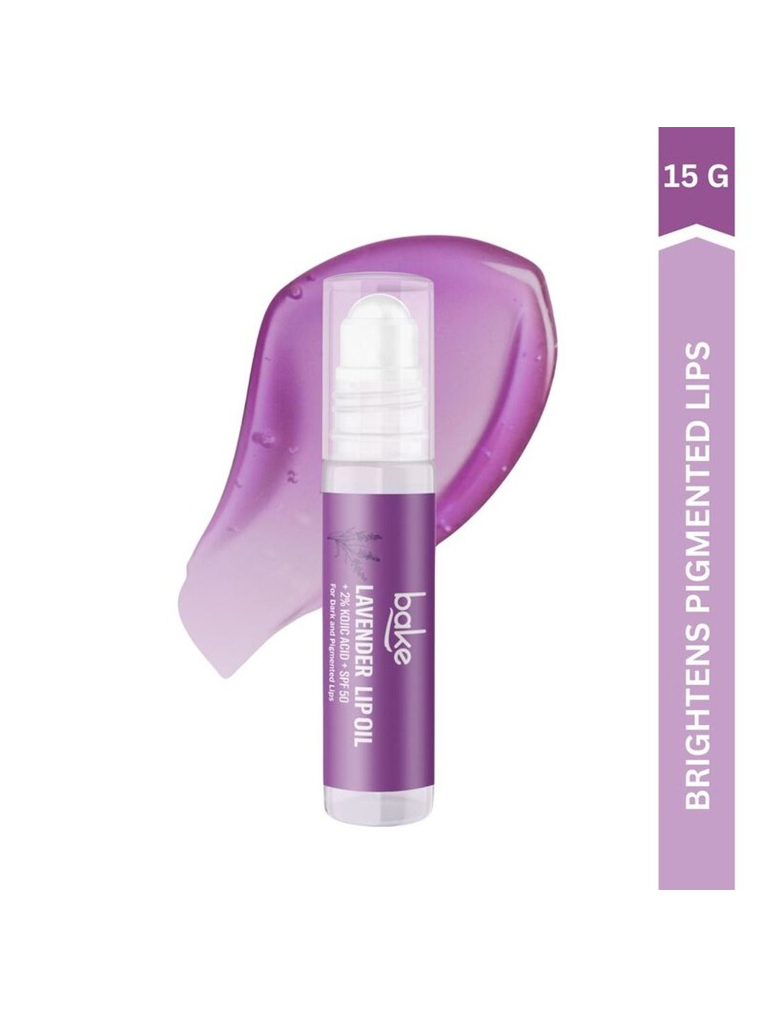 

BAKE 2% Kojic Acid Lavender Lip Balm Oil For Dark & Pigmented Lips With SPF 50 PA+++ -15 g, Transparent