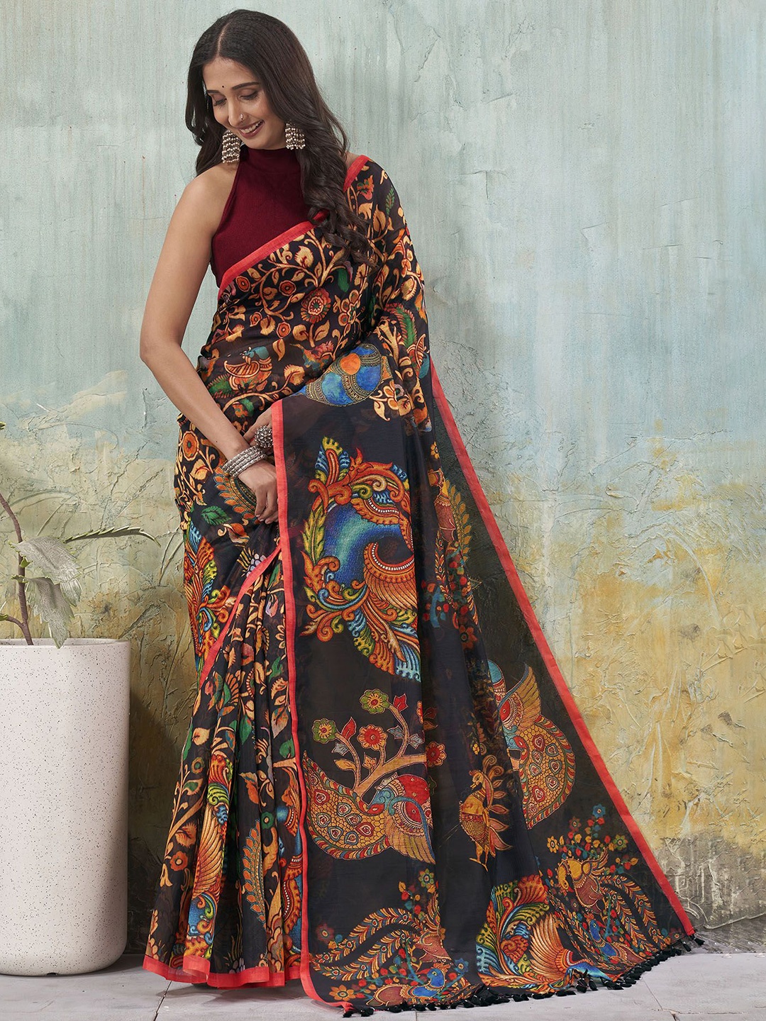 

Ekana Ethnic Motifs Saree, Black